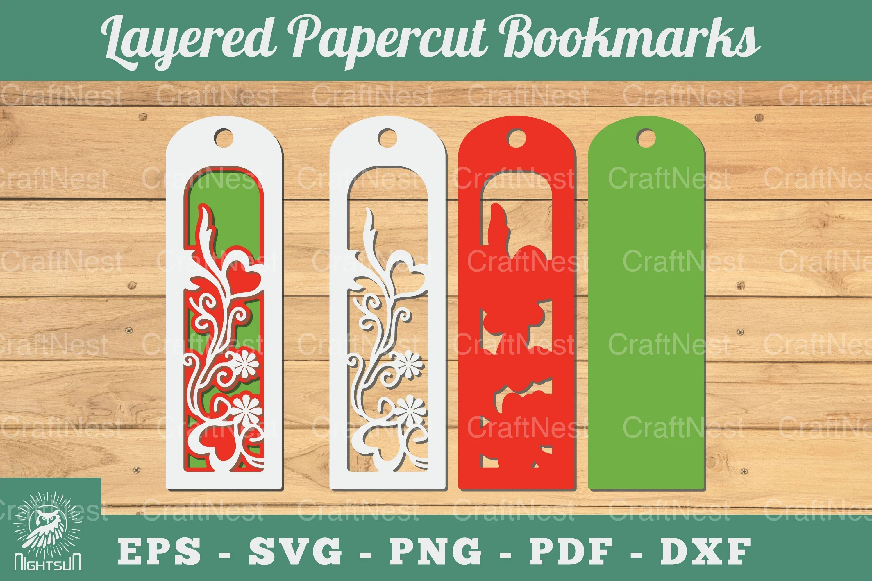 2024 Decorative Heart 3D Papercut Bookmarks Clipart Bundle