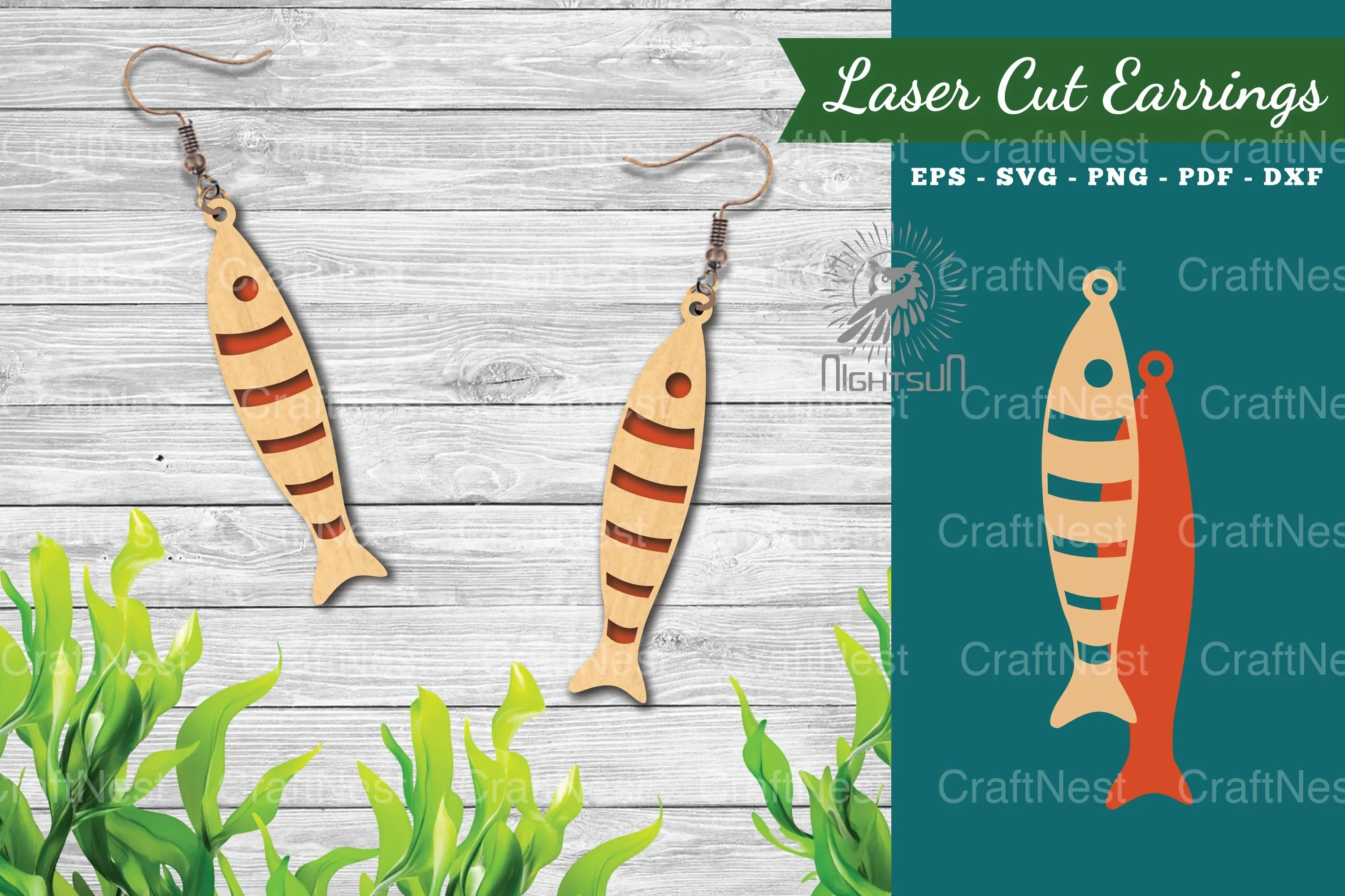 2600 Fish Laser Cut Earrings Design Bundle