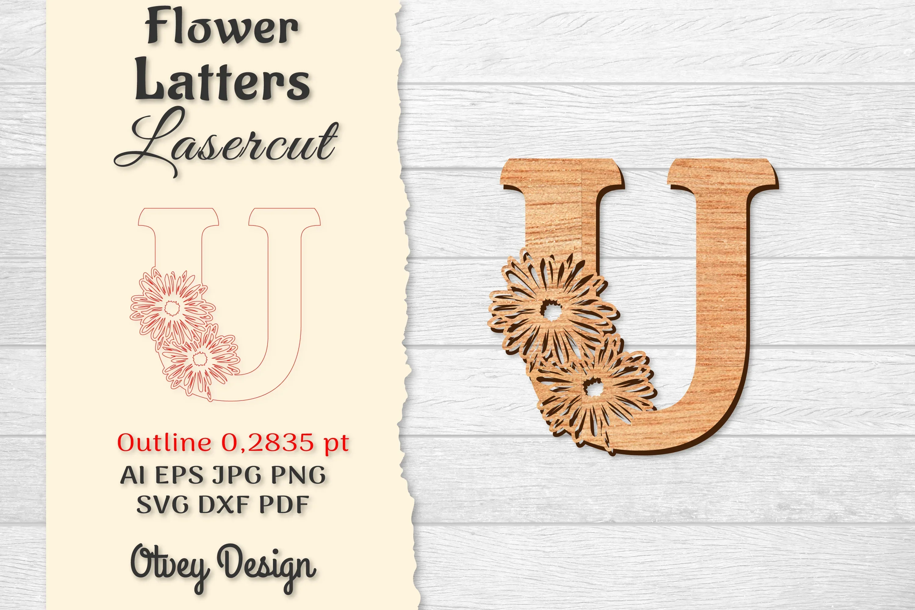 Flower Letters Laser Cut SVG Bundle
