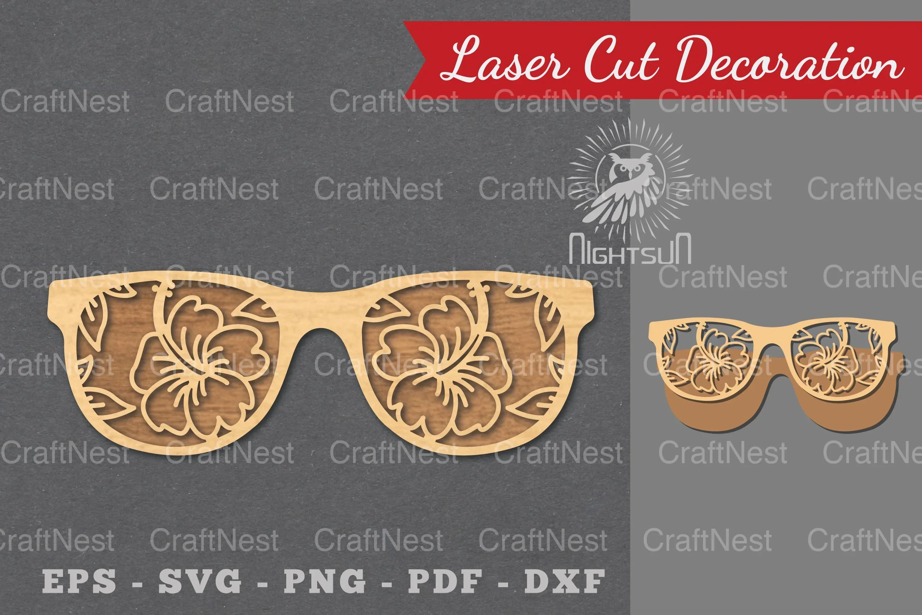 3609 Flowers Glasses Laser Cut Decoration Clipart Bundle