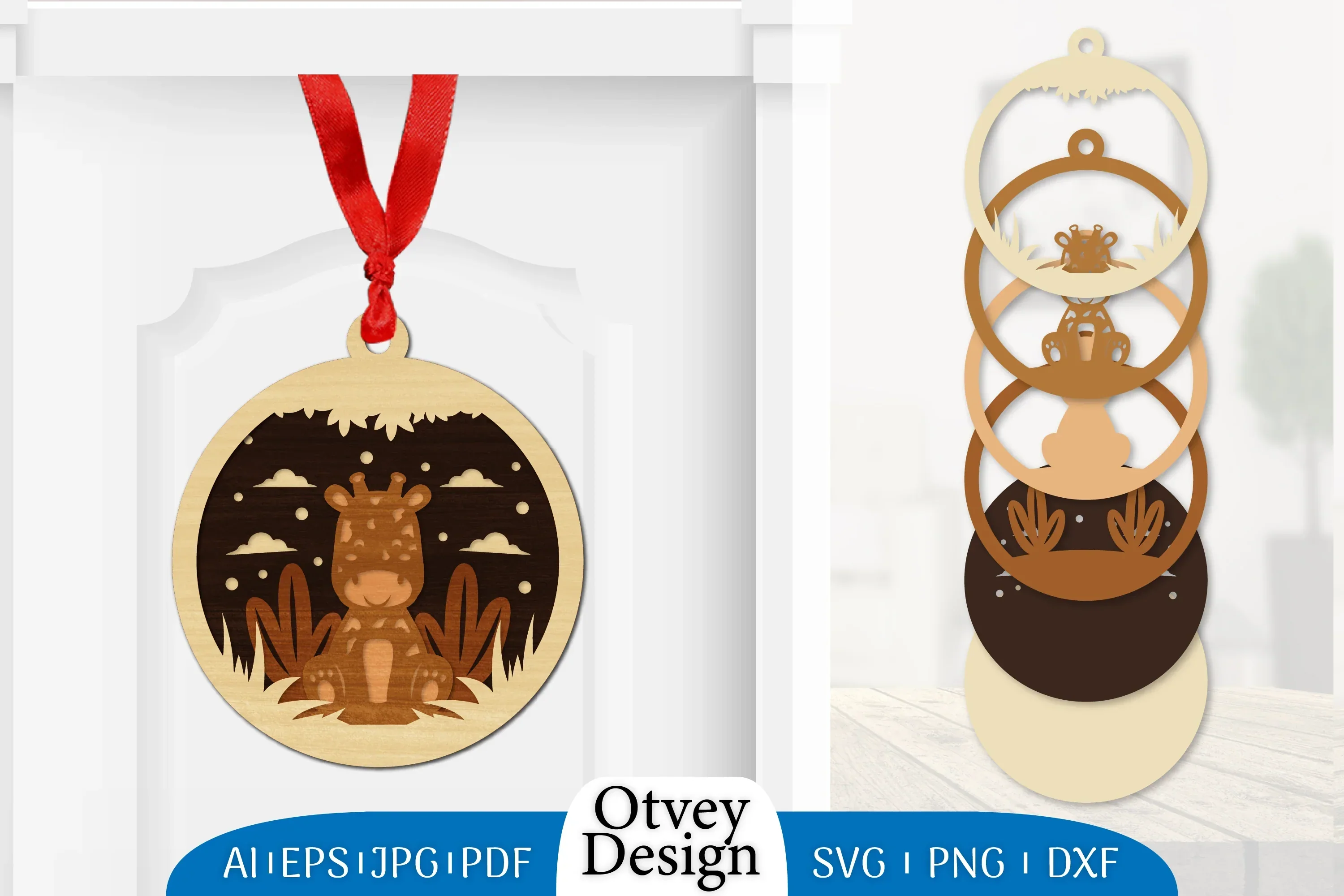 3D Animal Ornament Layered Lasercut SVG Bundle