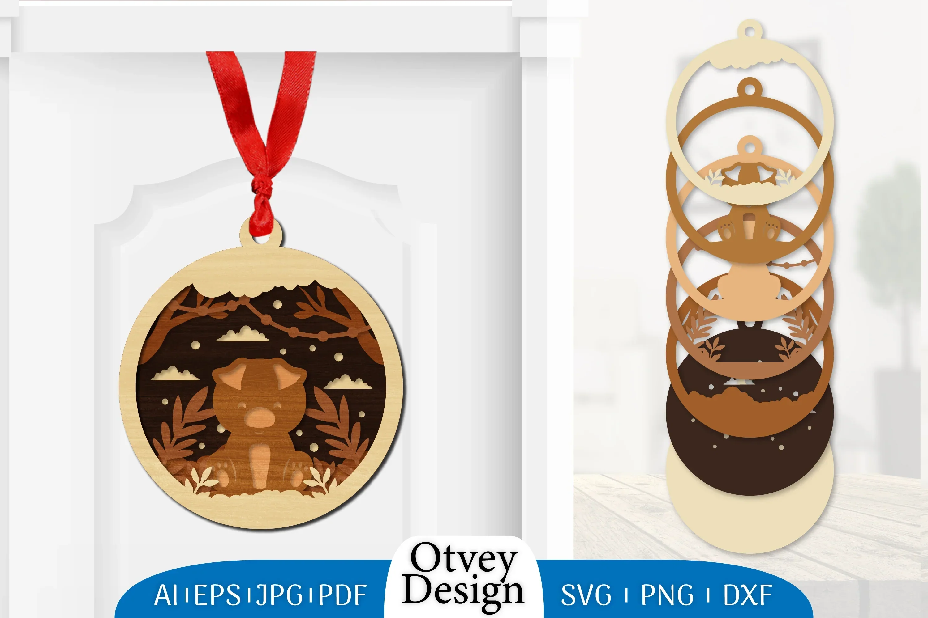 3D Animal Ornament Layered Lasercut SVG Bundle