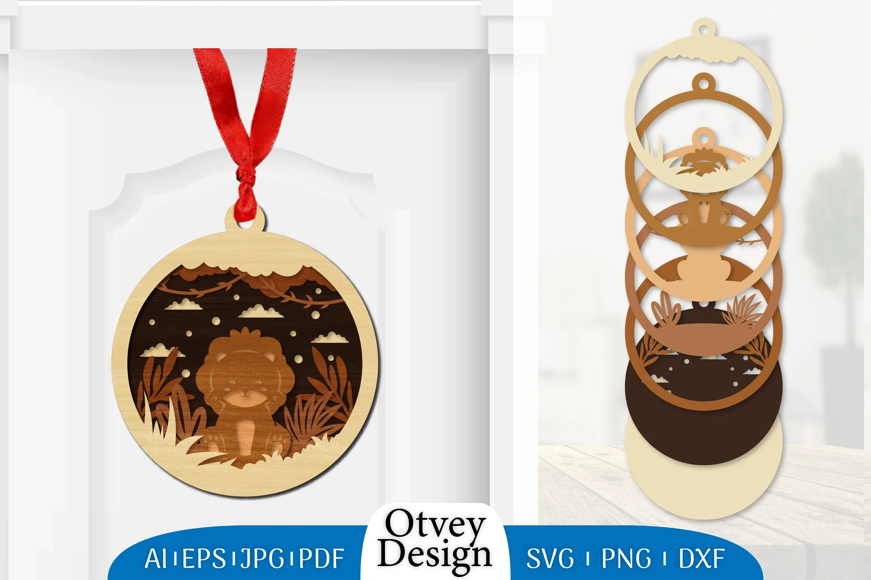 3D Animal Ornament Layered Lasercut SVG Bundle