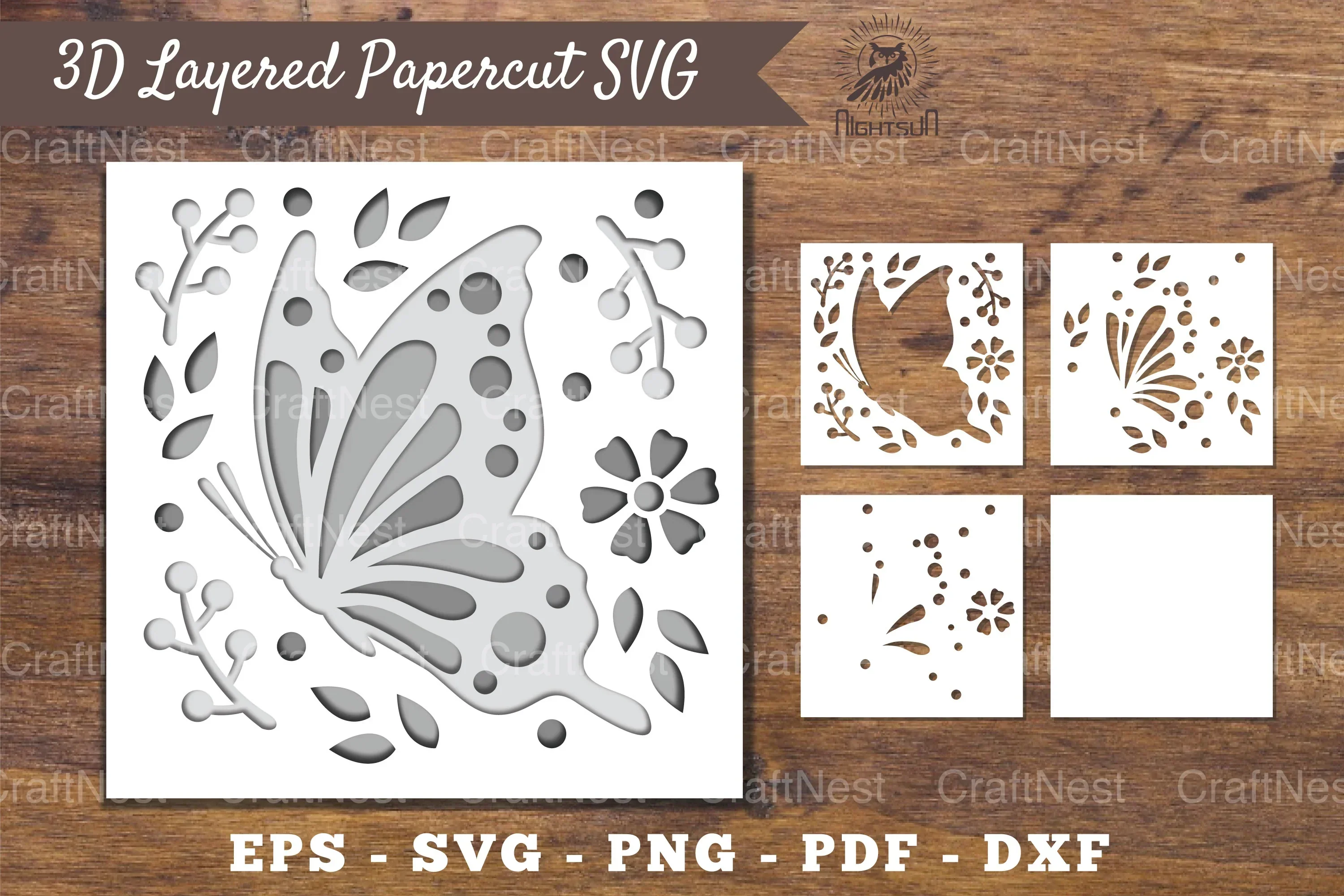 3D Butterfly Layered Papercut Clipart Bundle