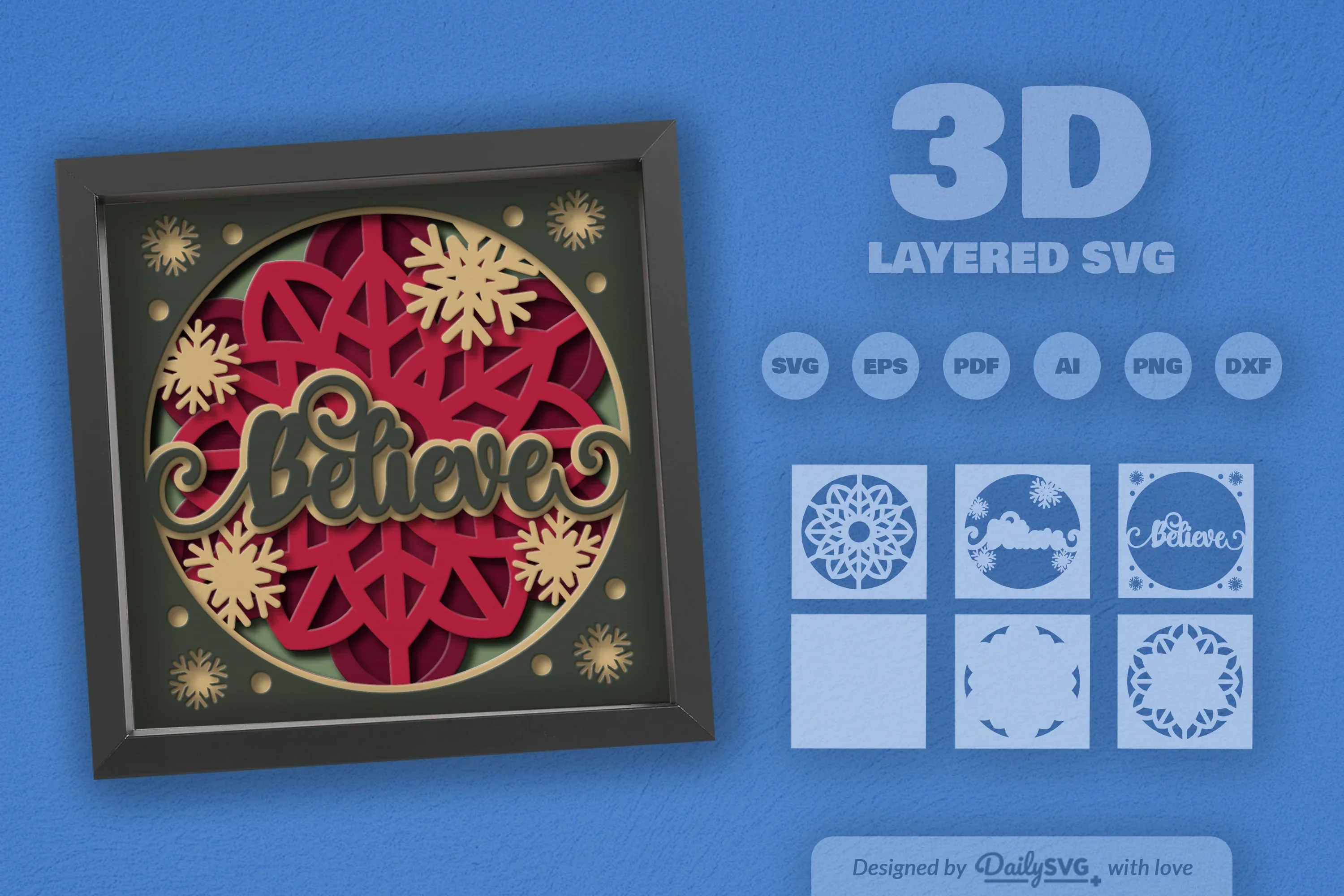 3D Christmas Believe Papercut SVG Bundle - Image 2