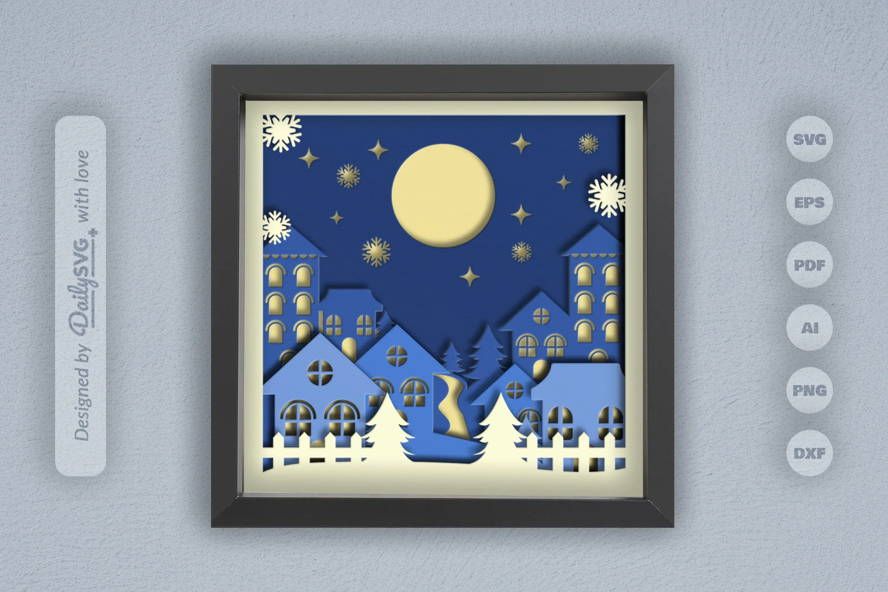 3D Christmas In Town Papercut SVG Bundle