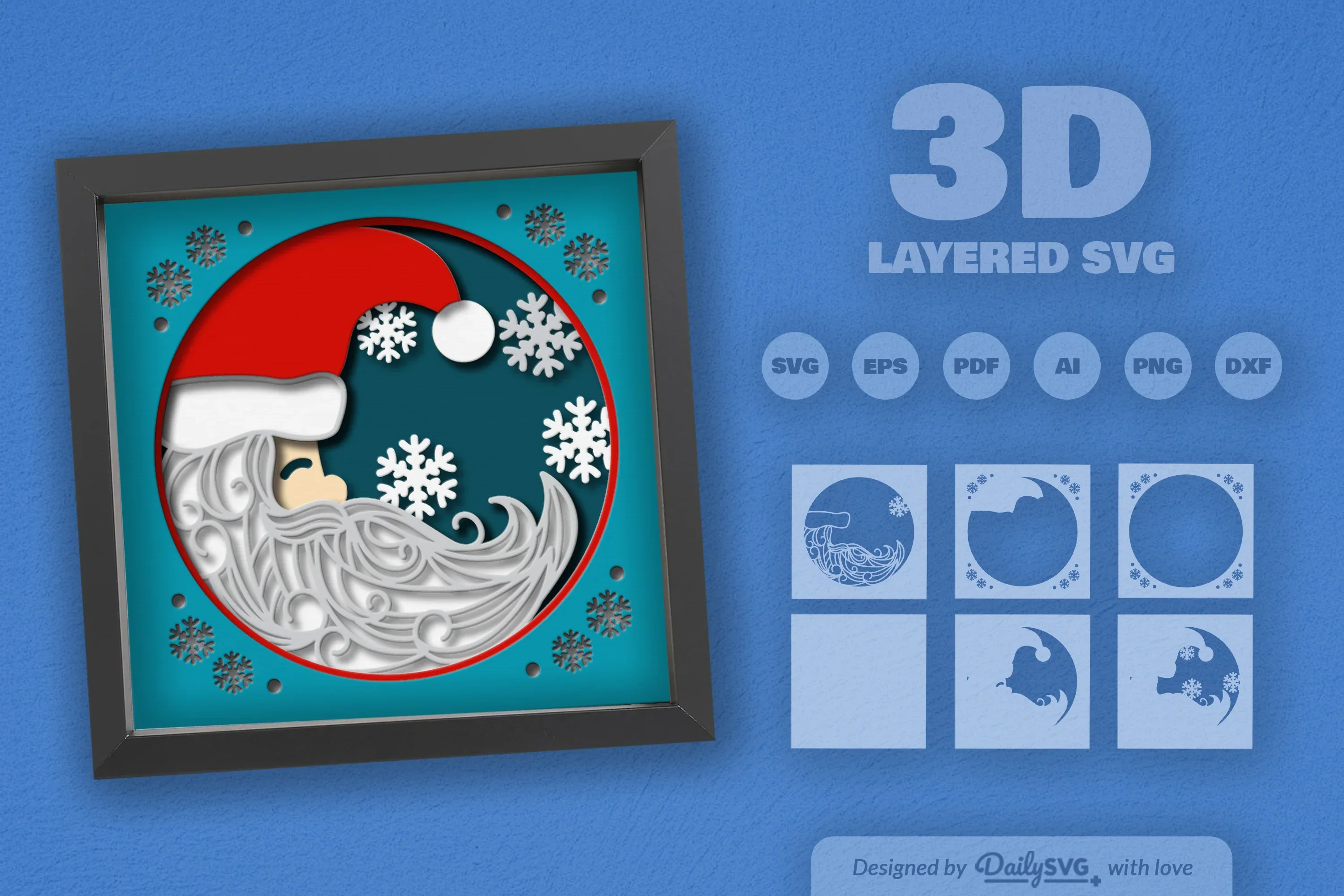 3D Christmas Moon Santa Papercut SVG Bundle - Image 2