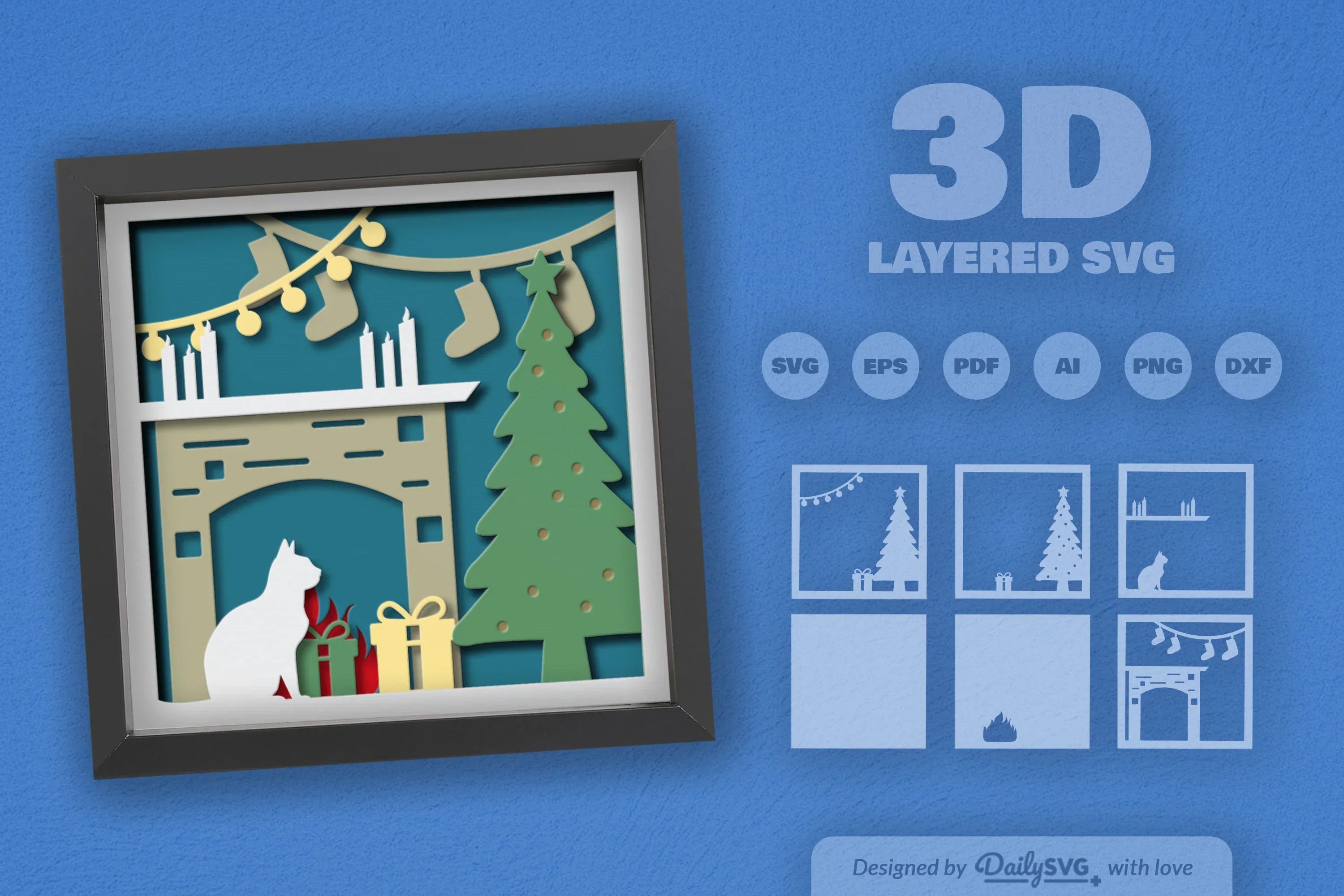 3D Christmas Scene Papercut SVG Bundle for Home Decor - Image 2