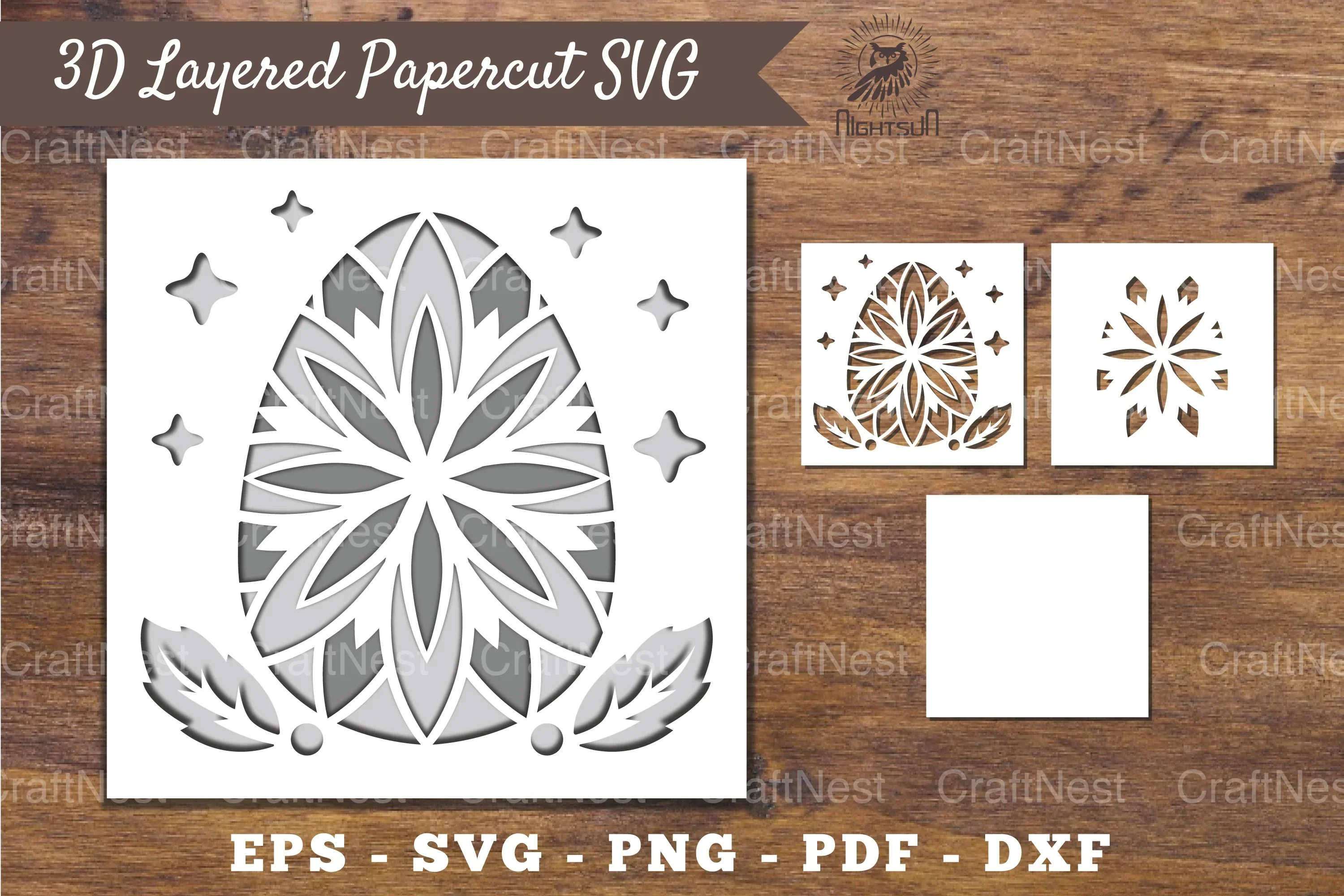 3D Easter Egg Layered Papercut Clipart Bundle