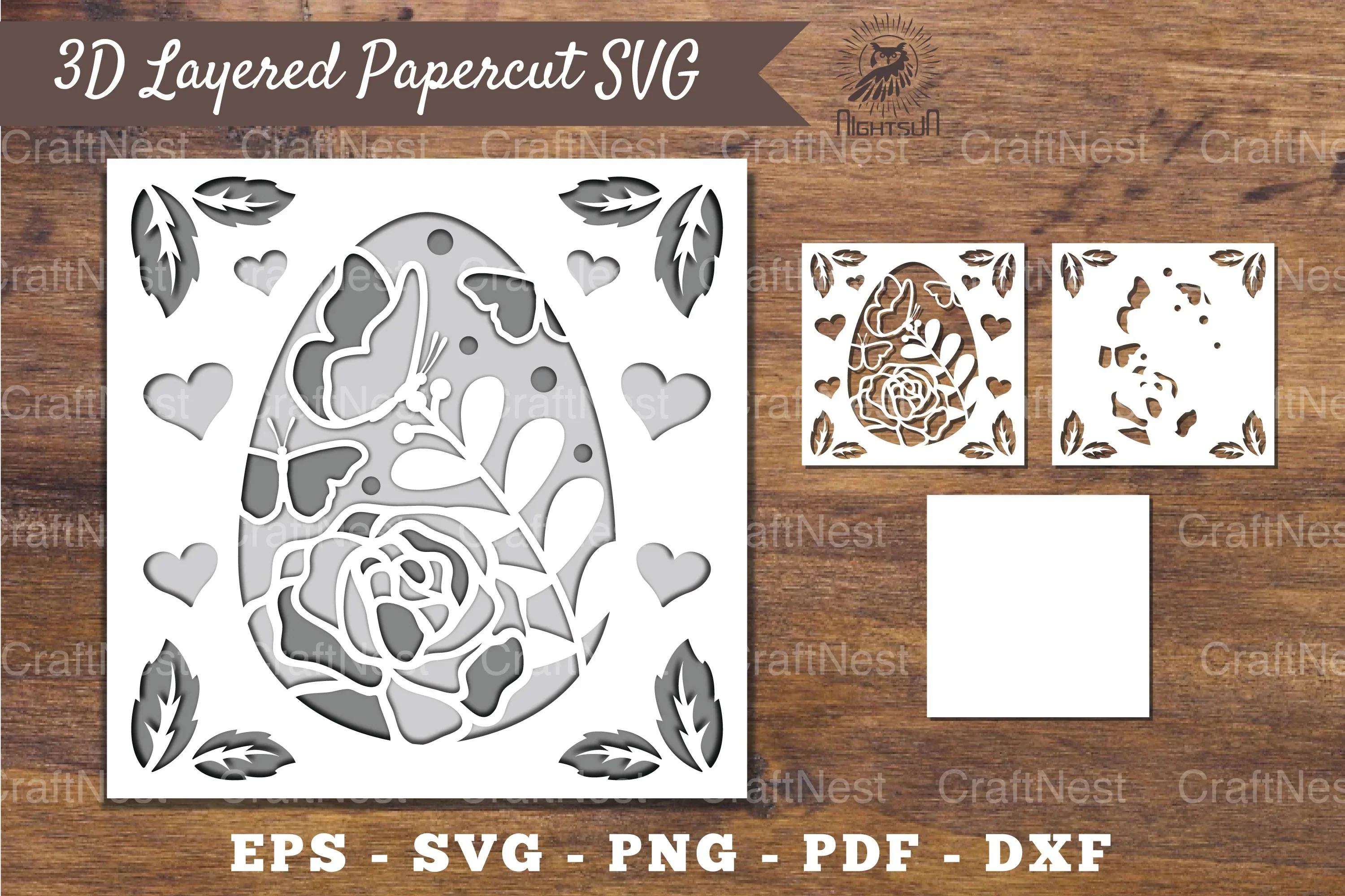 3D Easter Egg Layered Papercut Clipart Bundle