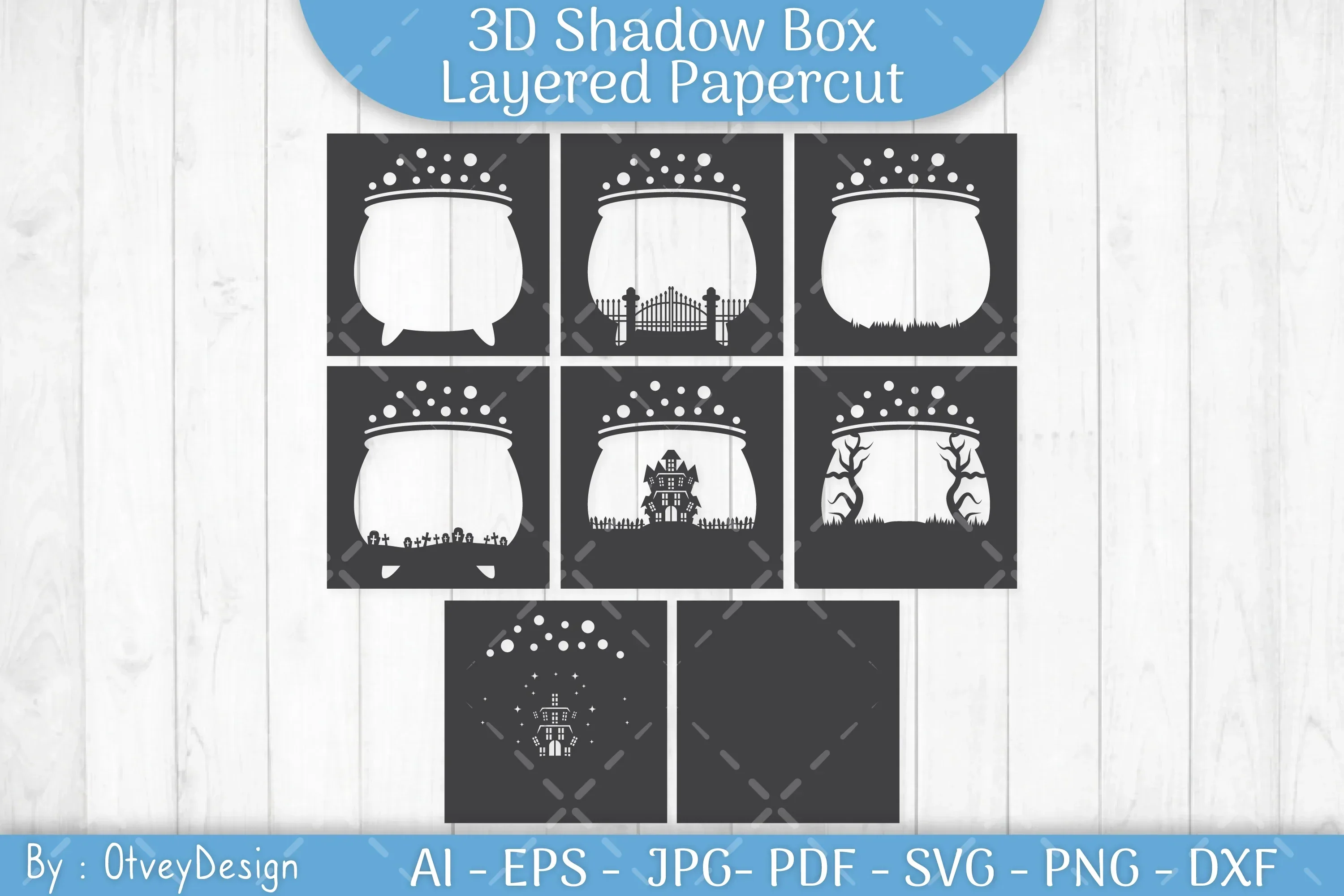 3D Halloween Shadow Box Papercut SVG Bundle - Image 2