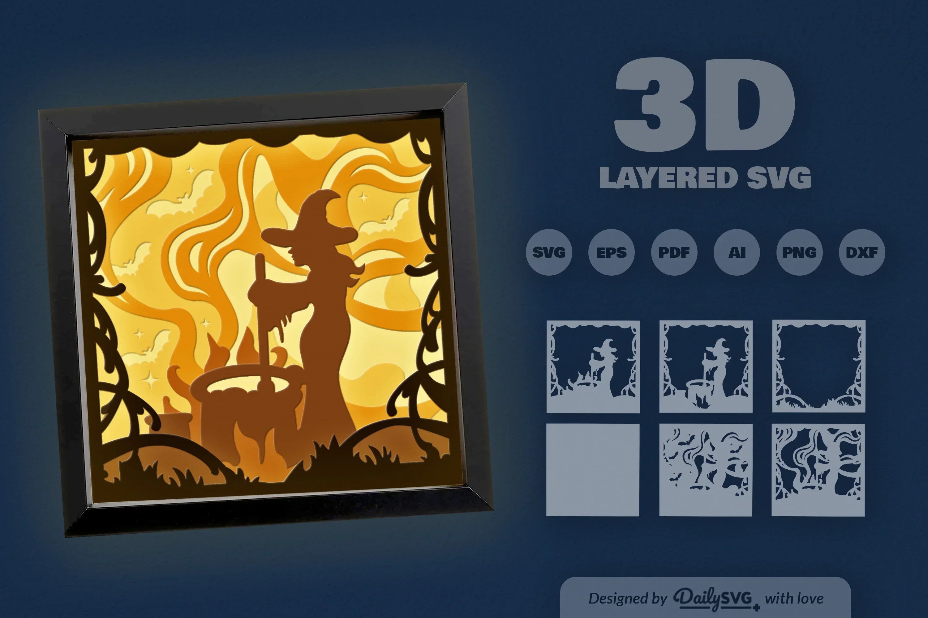 3D Halloween Witch Papercut SVG Bundle for Spooky Nights - Image 3