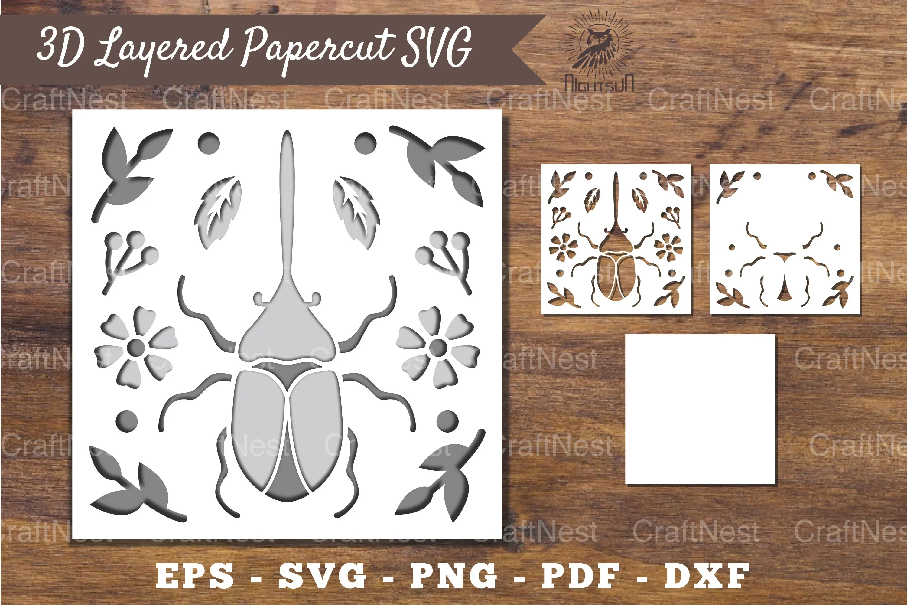 3D Insect Layered Papercut Clipart Bundle