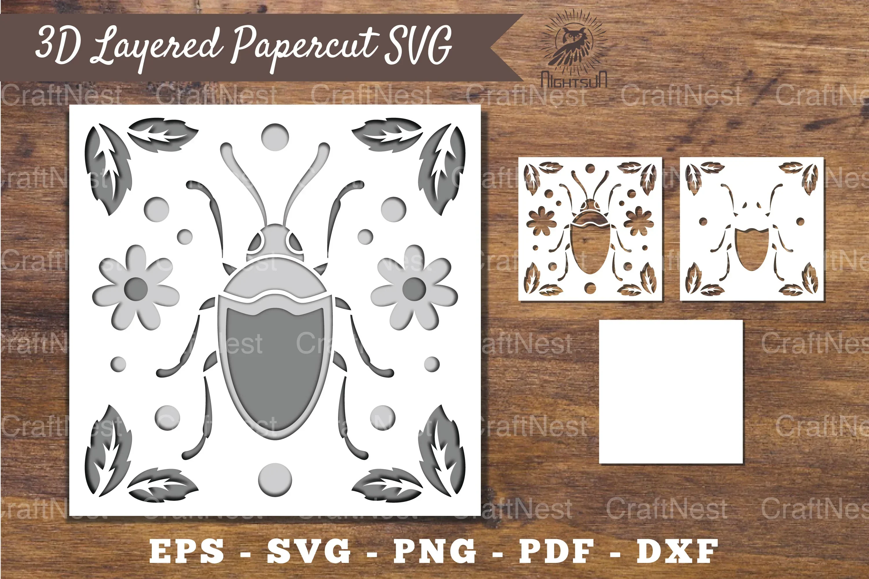 3D Insect Layered Papercut Clipart Bundle