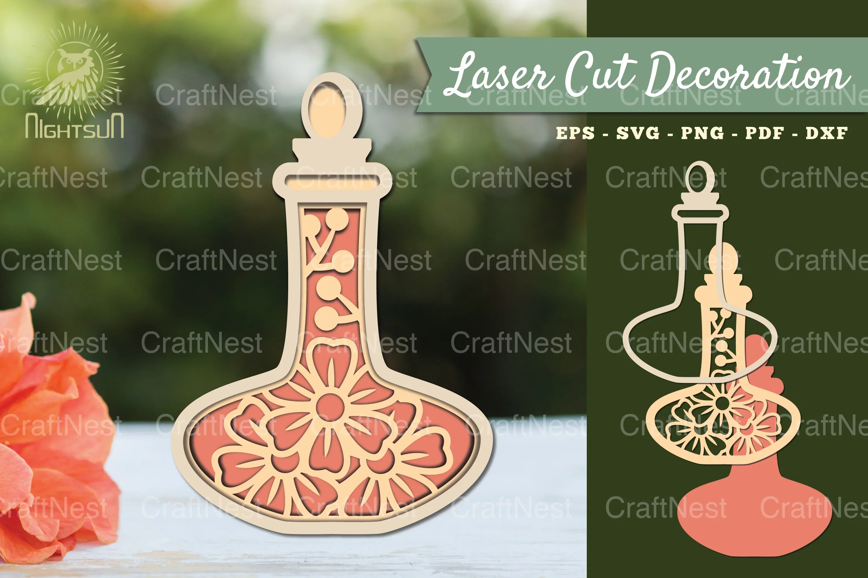 3D Lasercut Flowers in Bottle Clipart Bundle