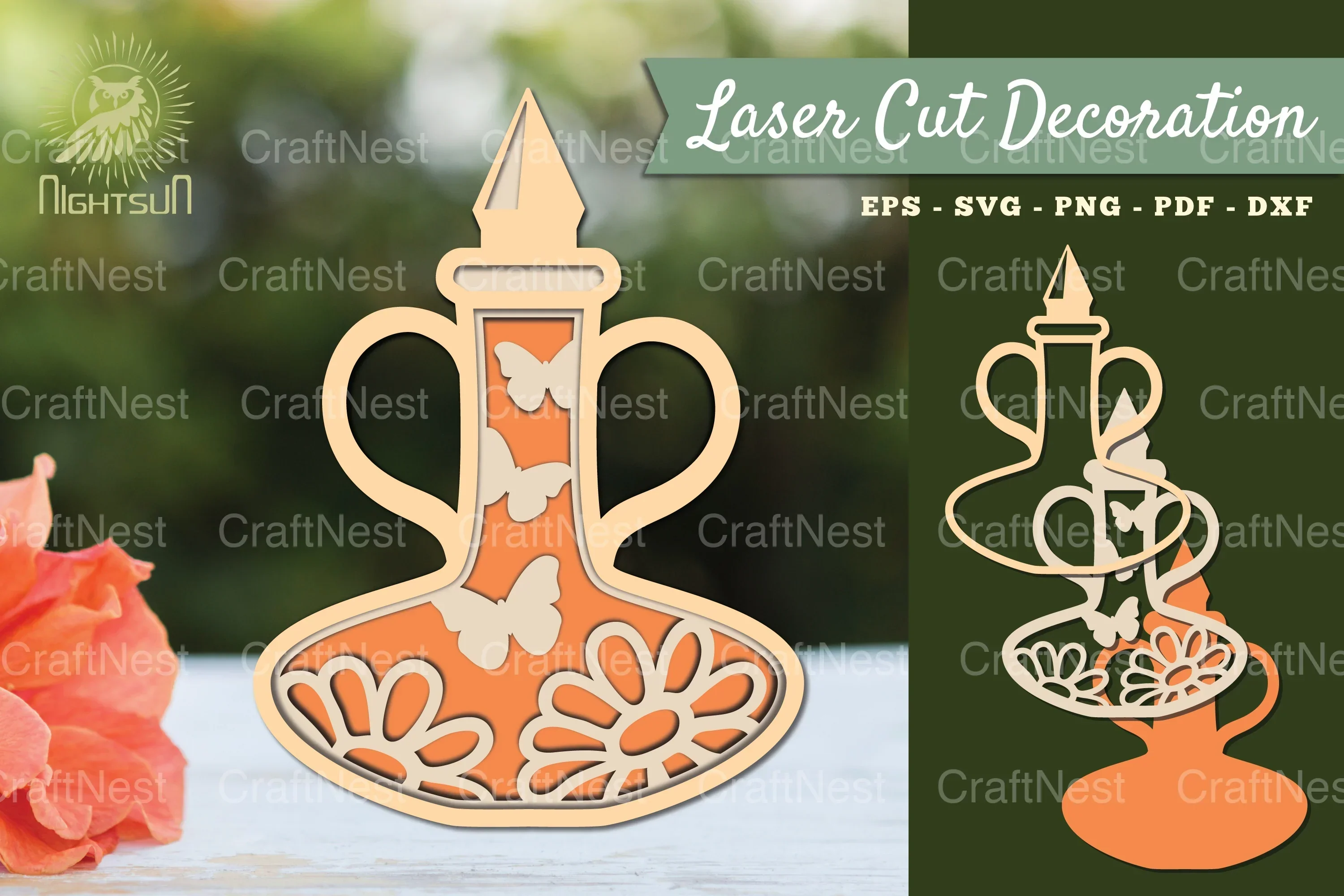 3D Lasercut Flowers in Bottle Clipart Bundle