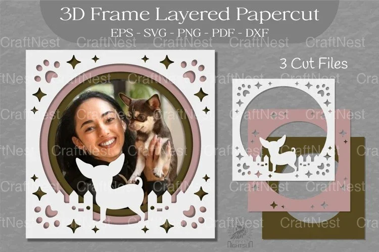 3D Layered Dog Frame Clipart Bundle