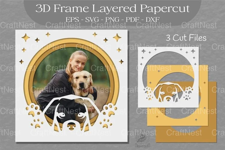 3D Layered Dog Frame Clipart Bundle
