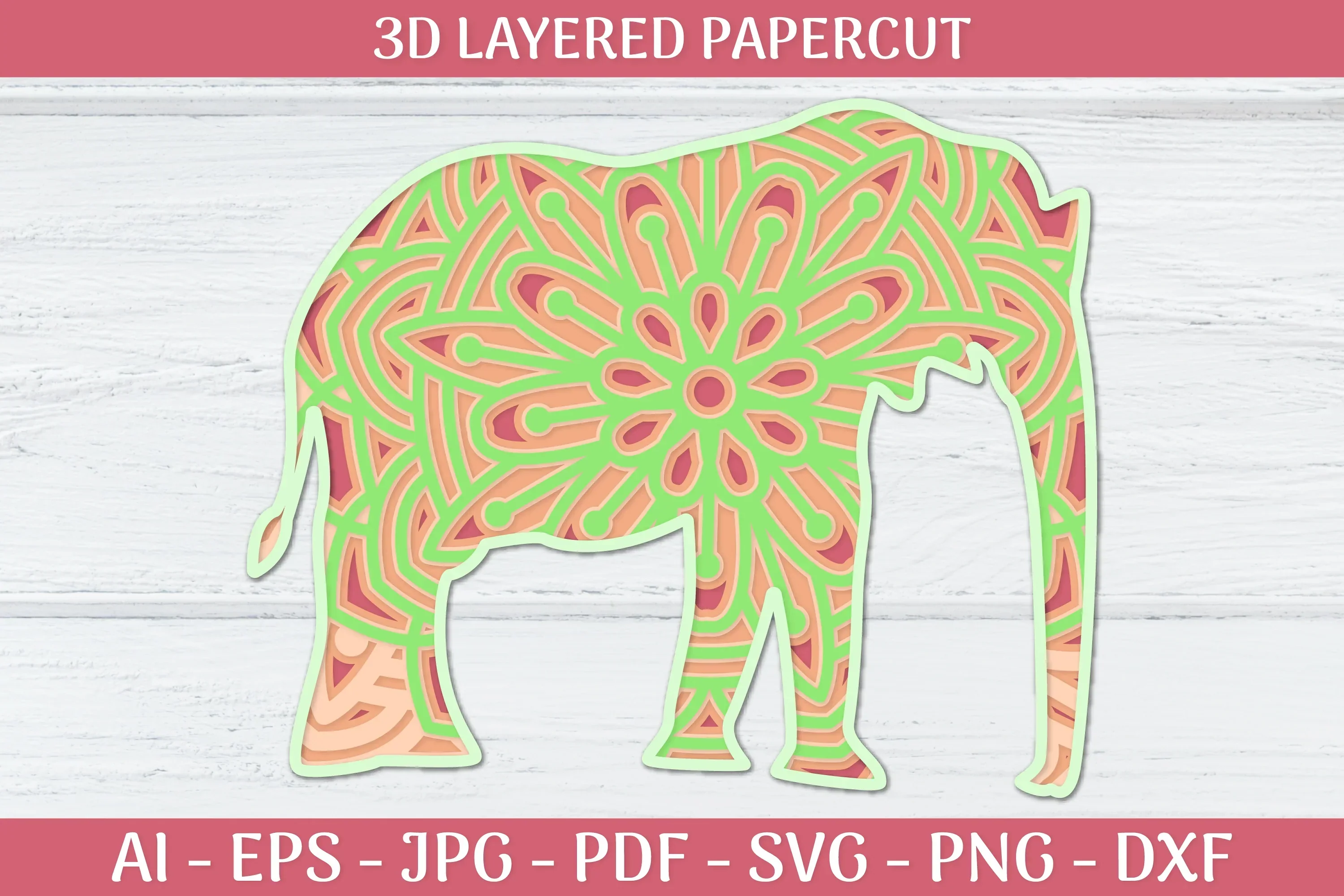 3D Layered Elephant Mandala SVG Bundle - Image 5