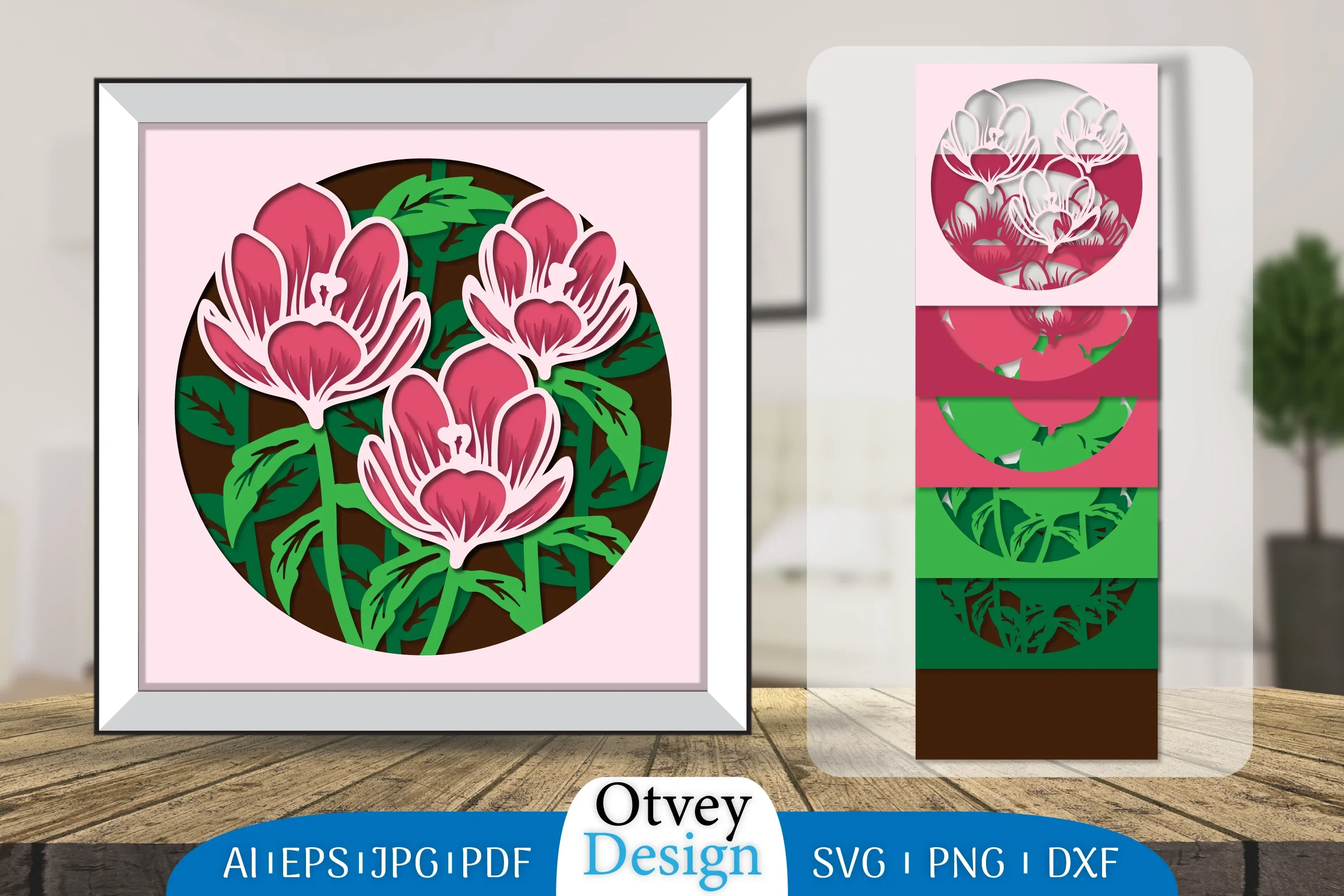 3D Layered Flower Papercut SVG Bundle