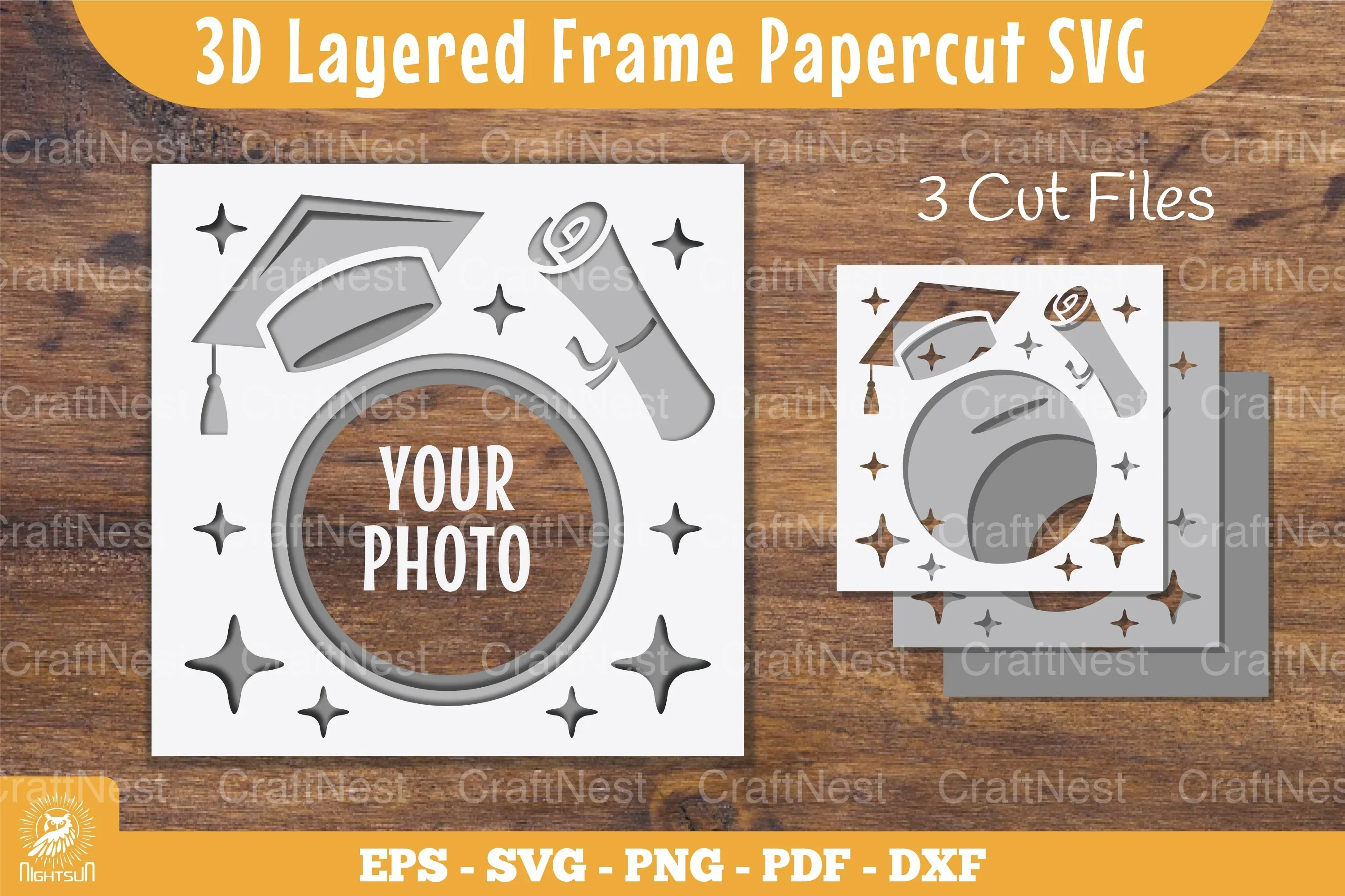 3D Layered Graduation Papercut Frame Clipart Bundle