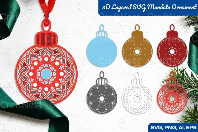 3D Layered Mandala Ornament Clipart Bundle