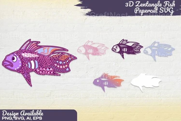 3D Mandala Fish Papercut Decoration Bundle