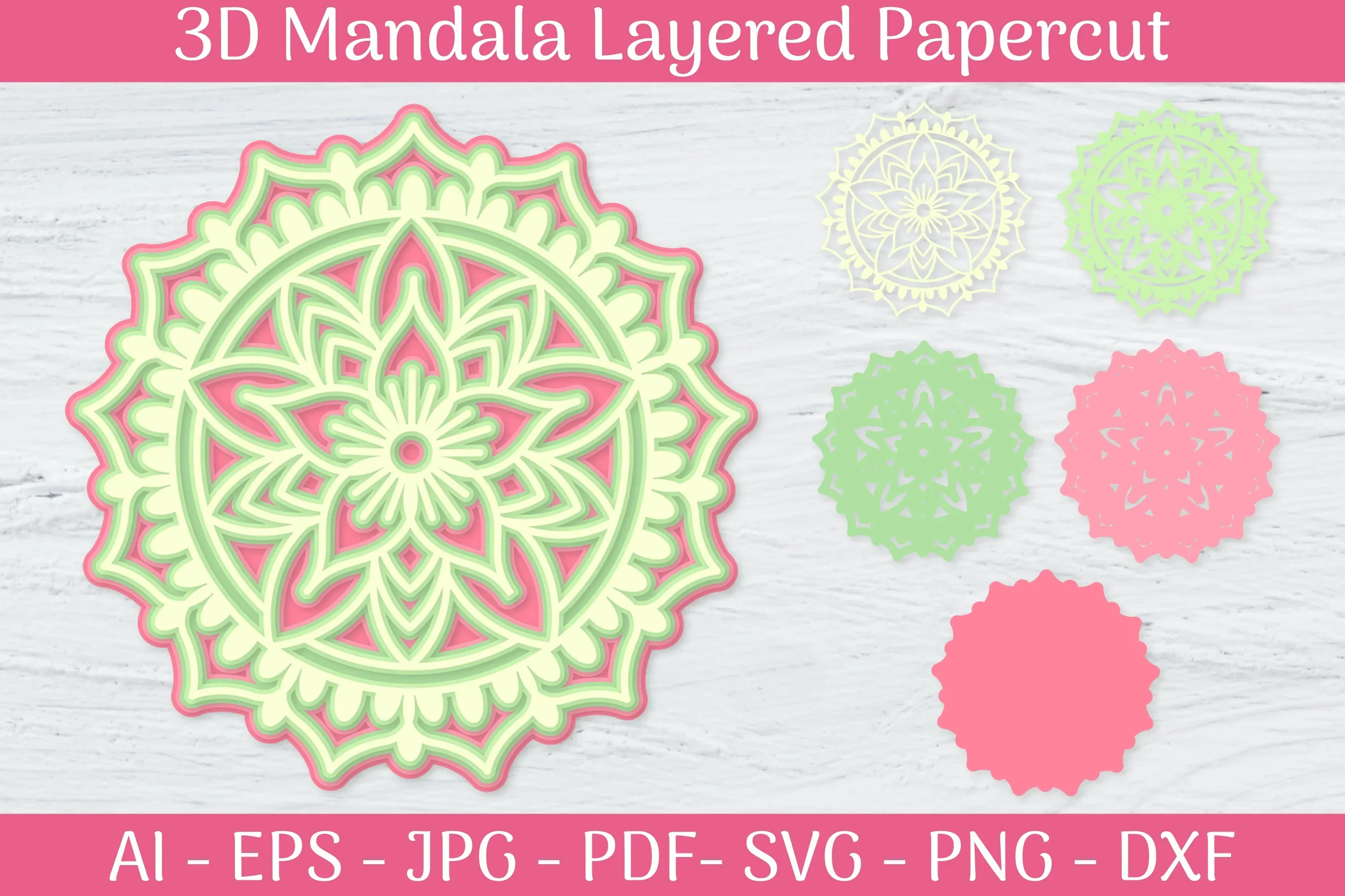 3D Mandala Layered Papercut SVG Bundle
