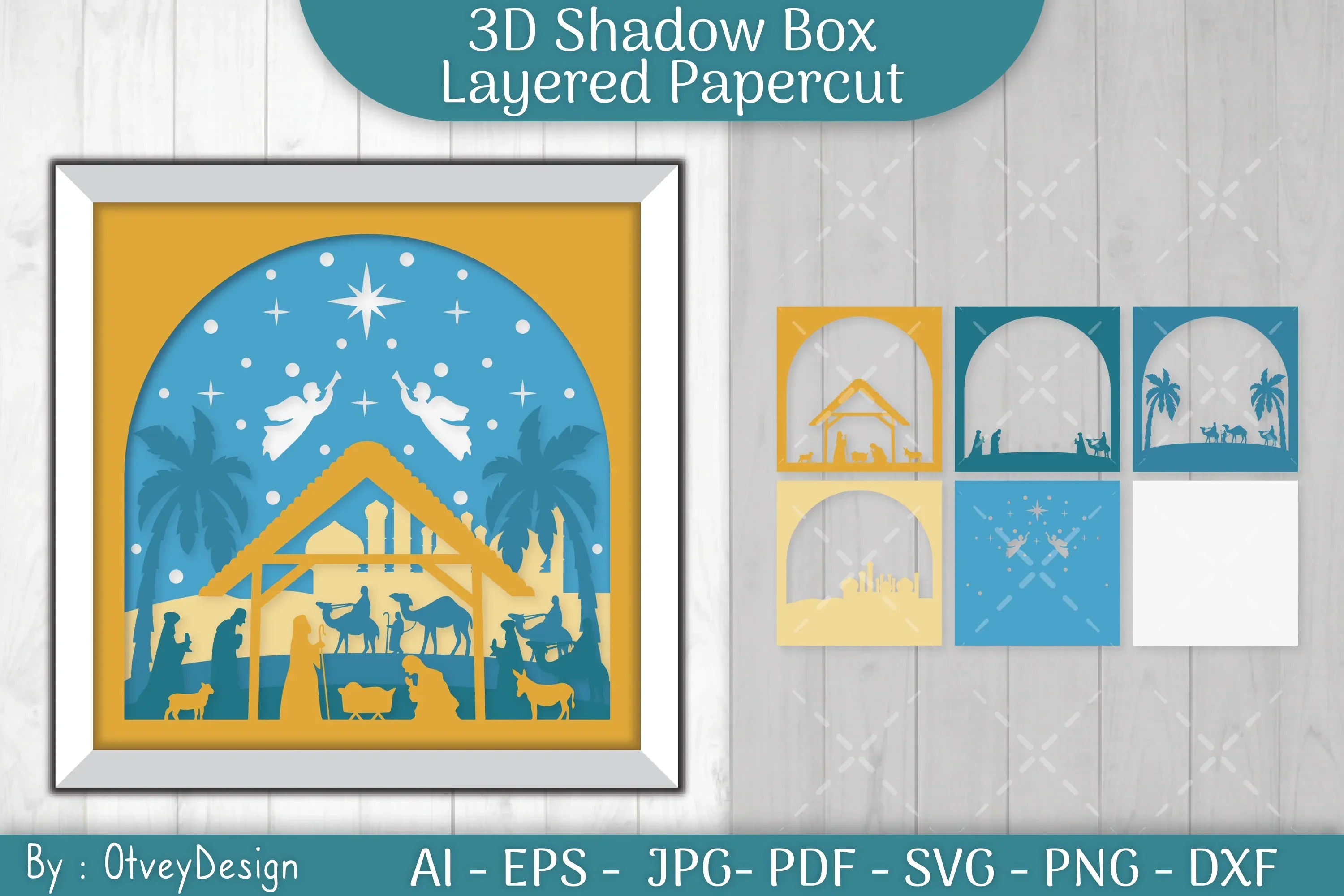 3D Nativity Scene Christmas Layered Papercut SVG Bundle - Image 3