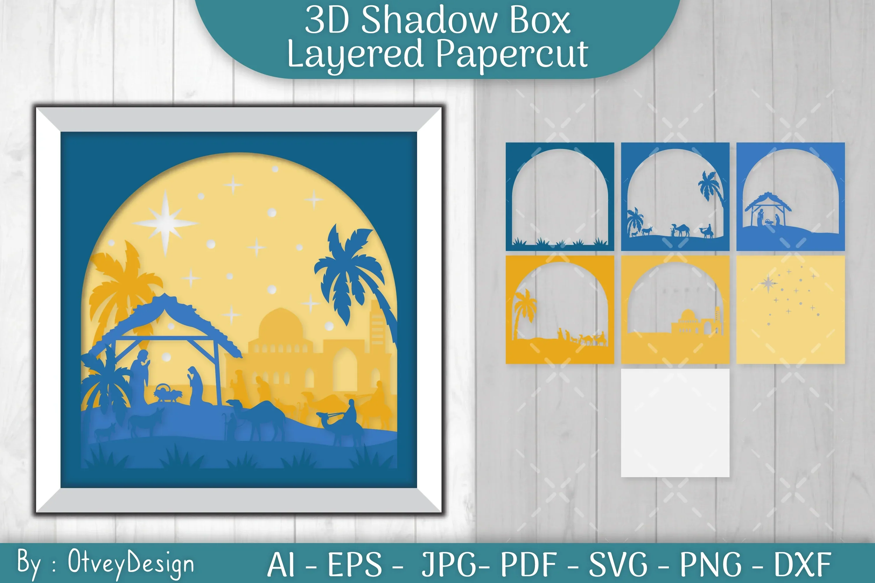 3D Nativity Scene Christmas Layered Papercut SVG Bundle - Image 2