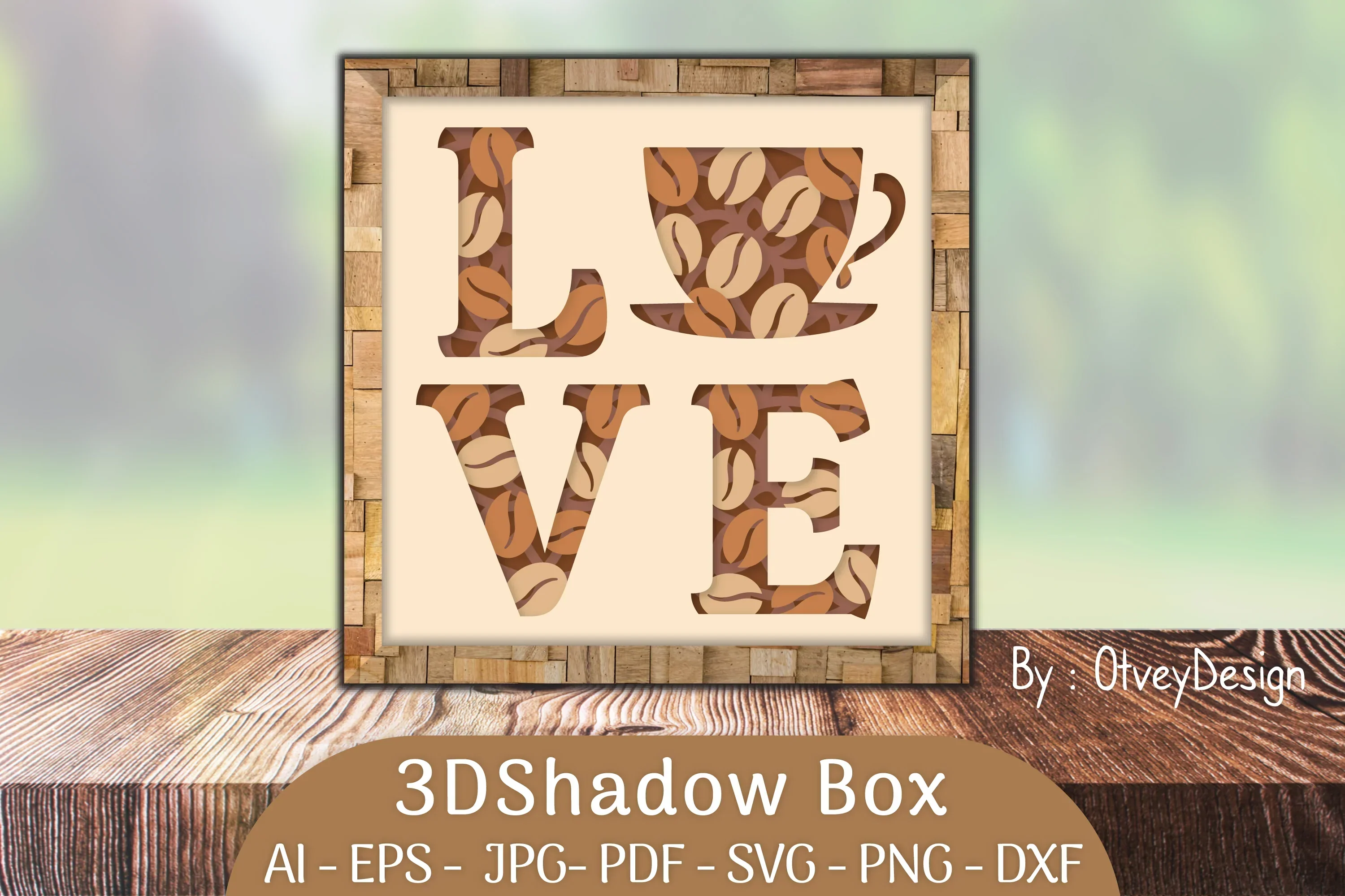 3D Shadow Box Love Coffee Layered SVG Bundle