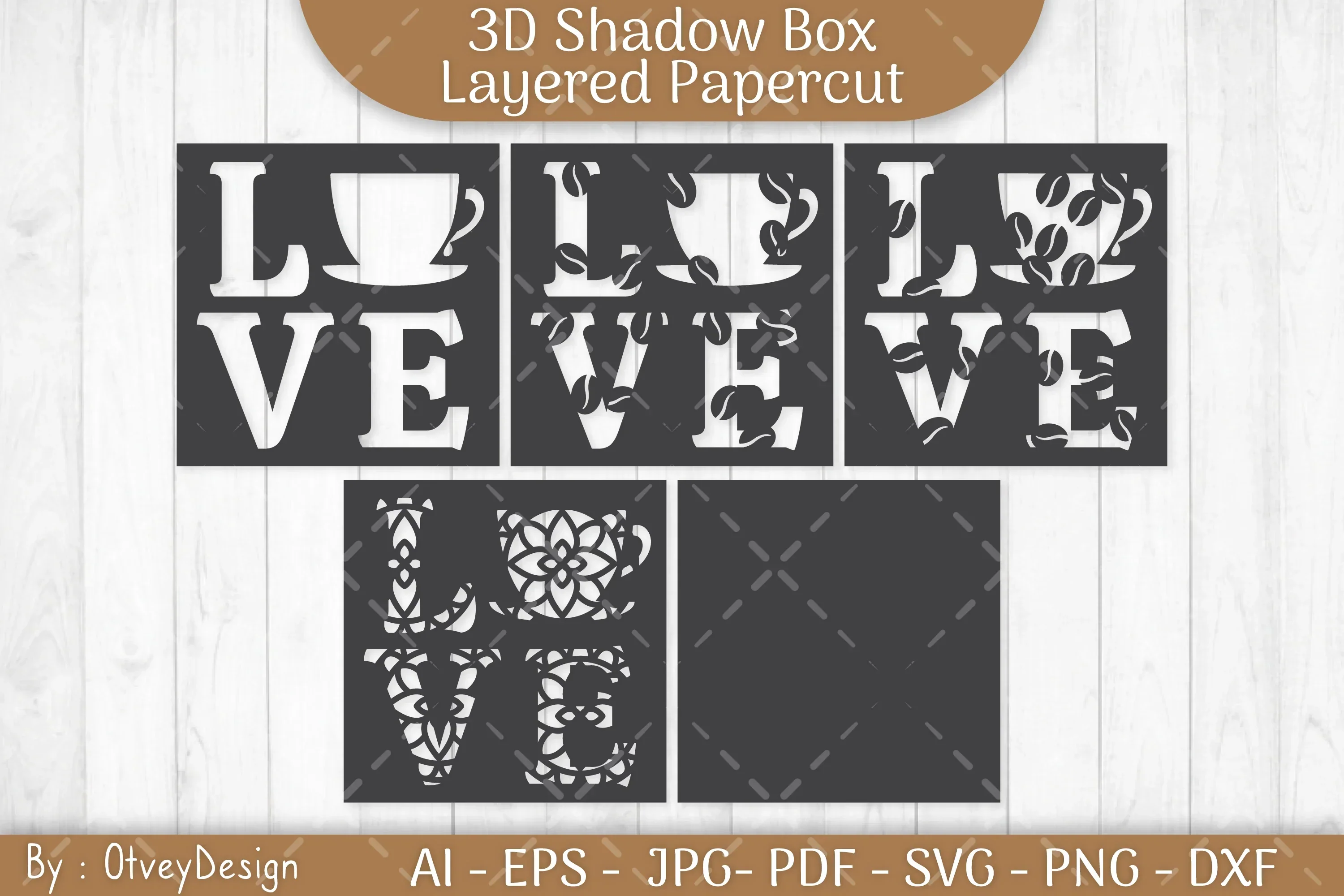 3D Shadow Box Love Coffee Layered SVG Bundle - Image 3