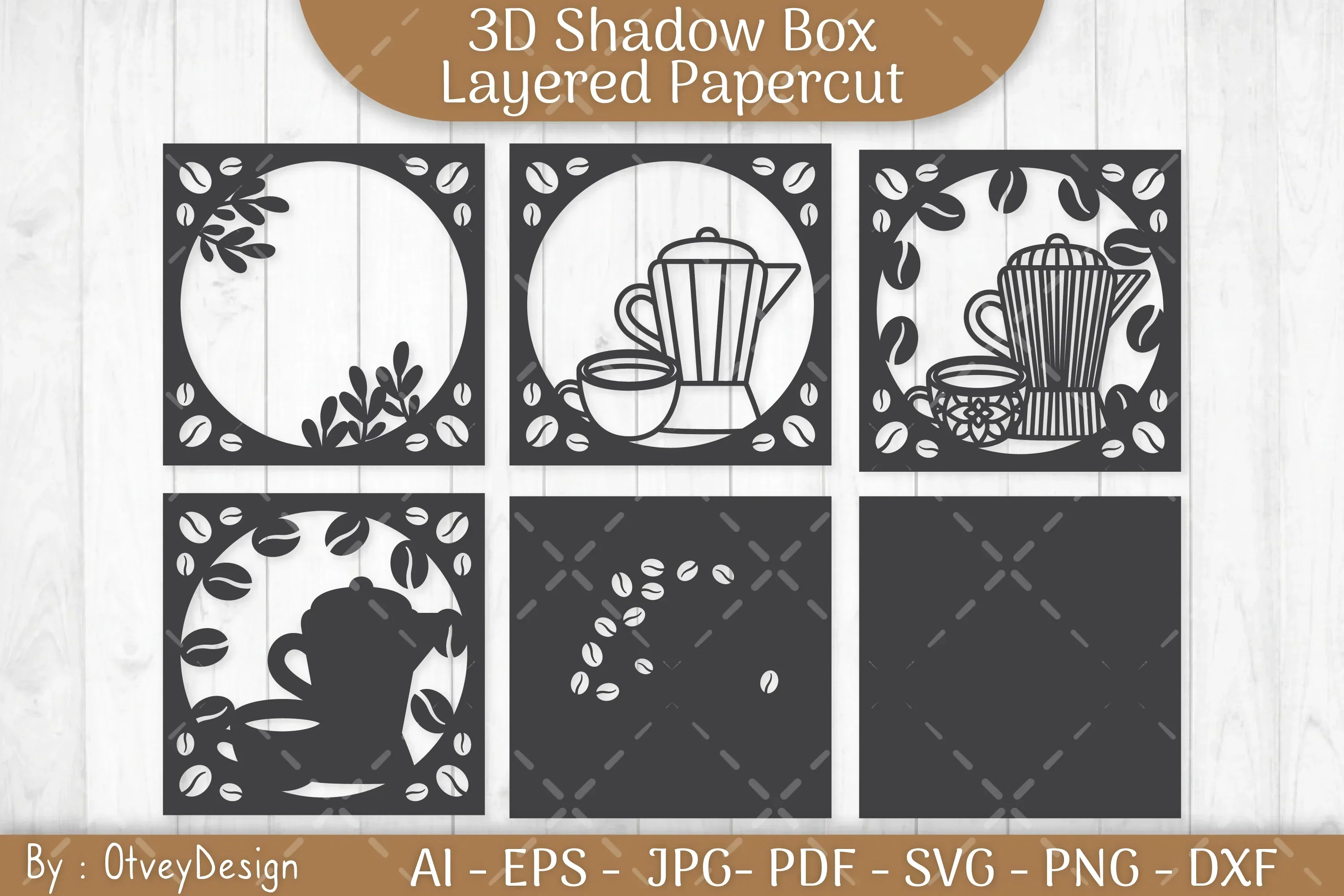 3D Shadow Box Love Coffee Layered SVG Bundle - Image 3