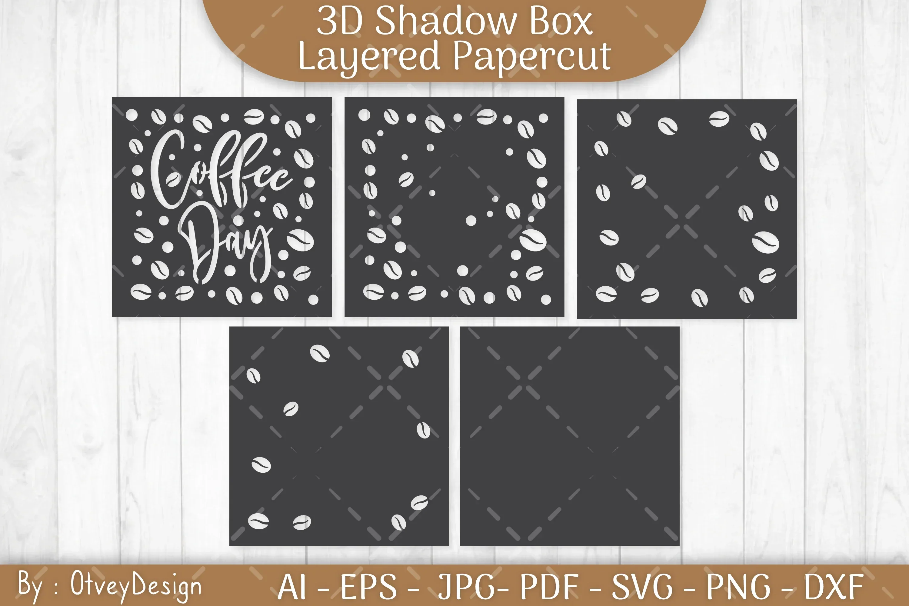 3D Shadow Box Love Coffee Layered SVG Bundle - Image 2