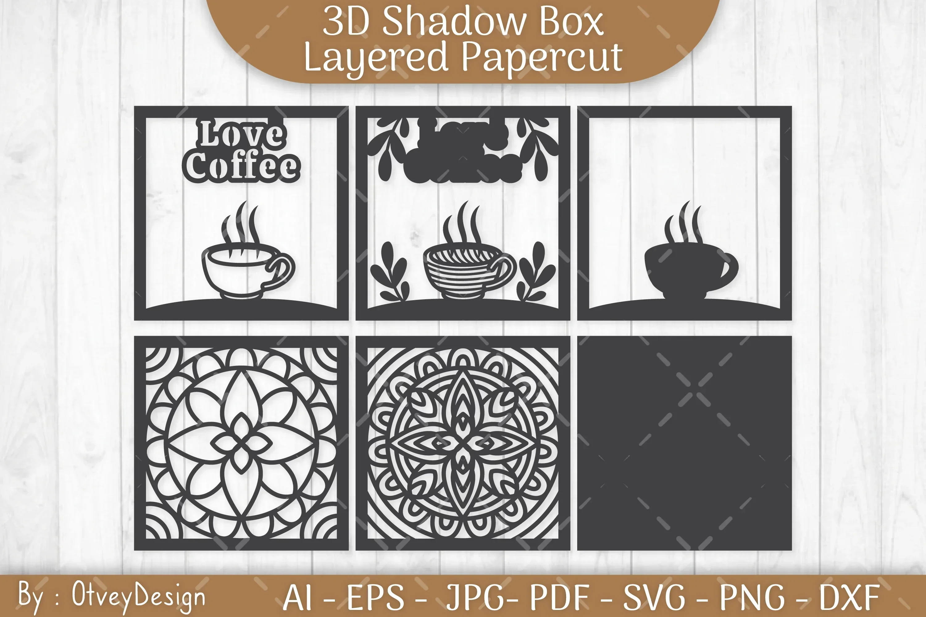 3D Shadow Box Love Coffee Layered SVG Bundle - Image 2
