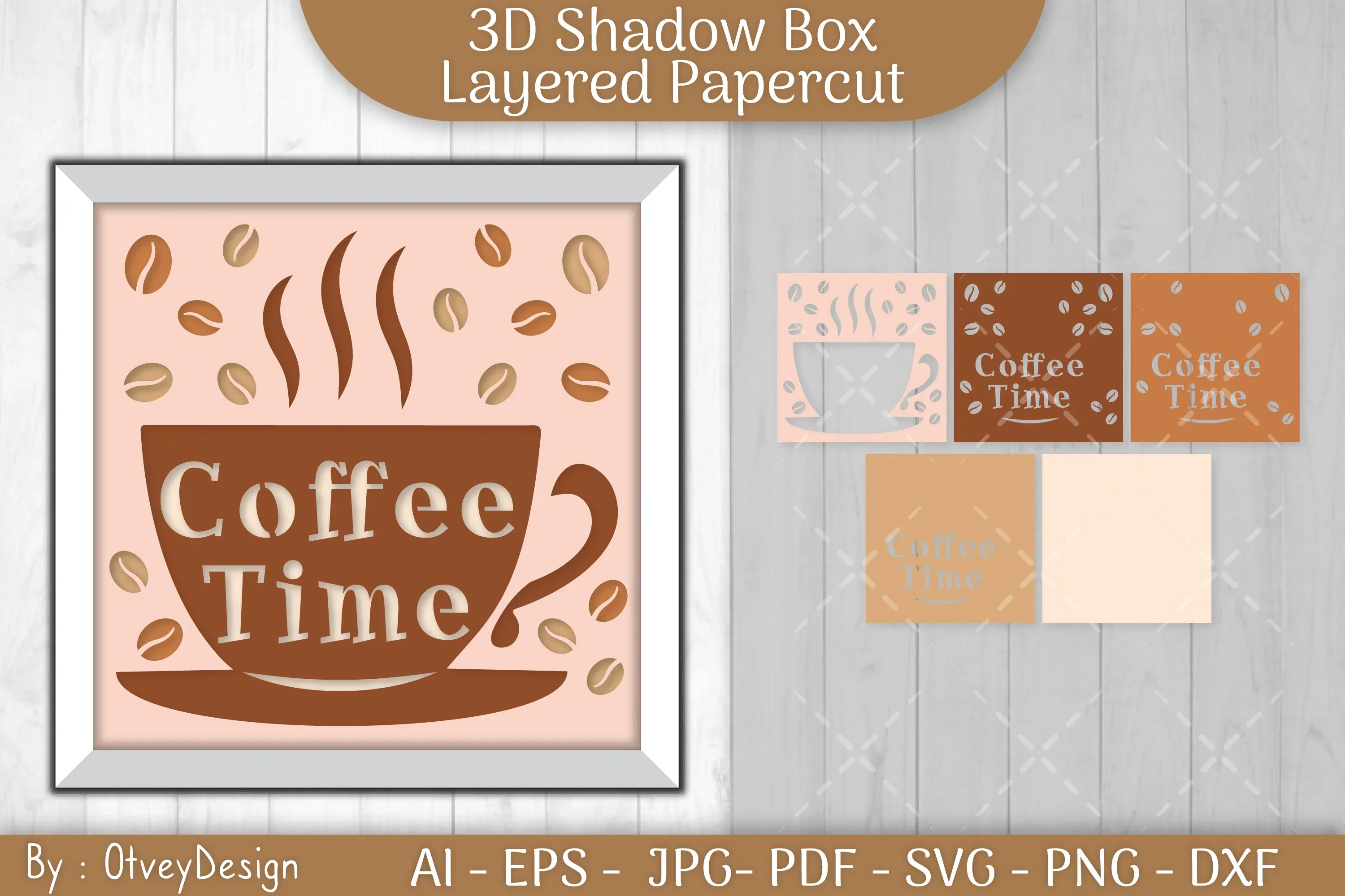3D Shadow Box Love Coffee Layered SVG Bundle - Image 3