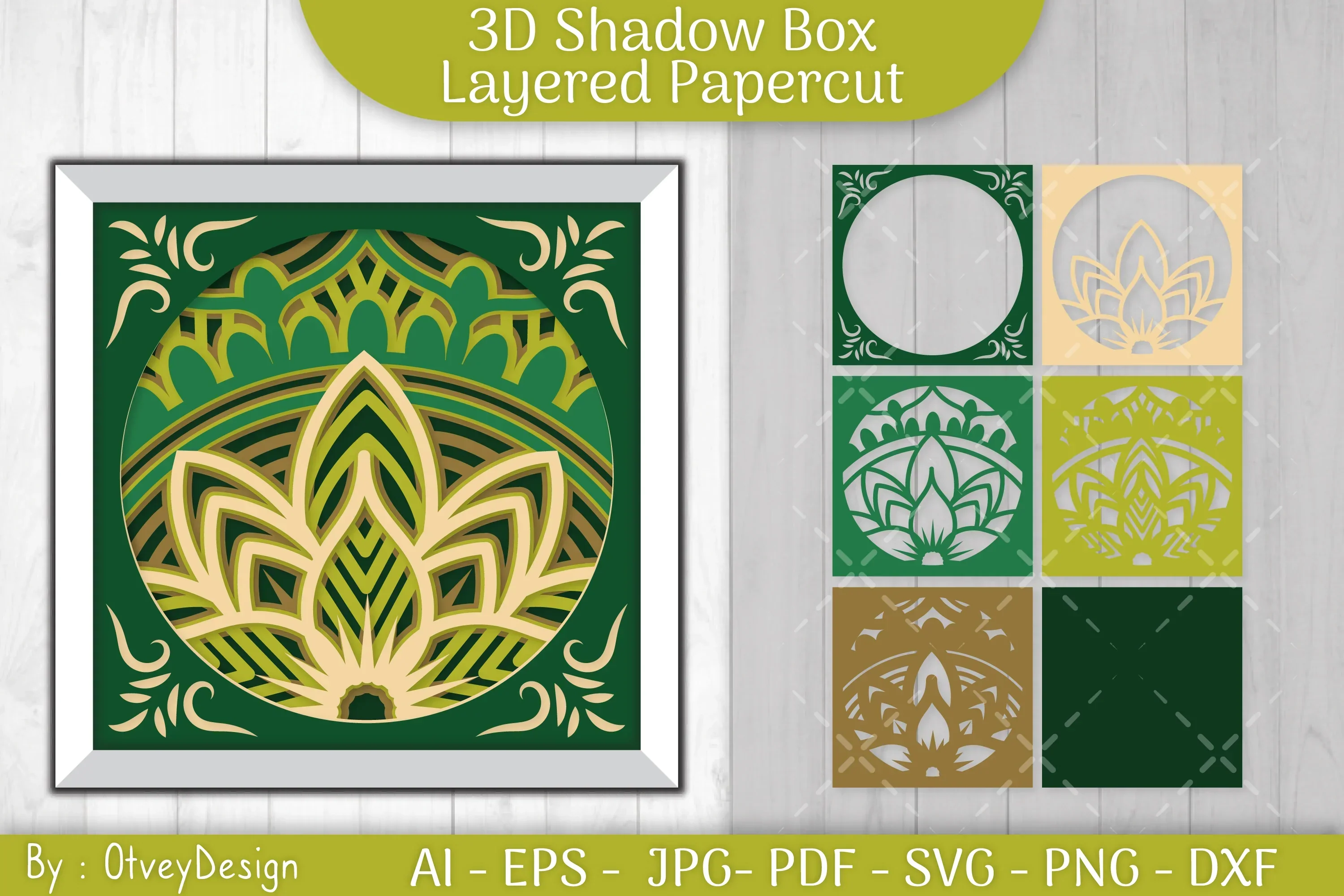 3D Shadow Box Mandala Layered Papercut SVG Bundle