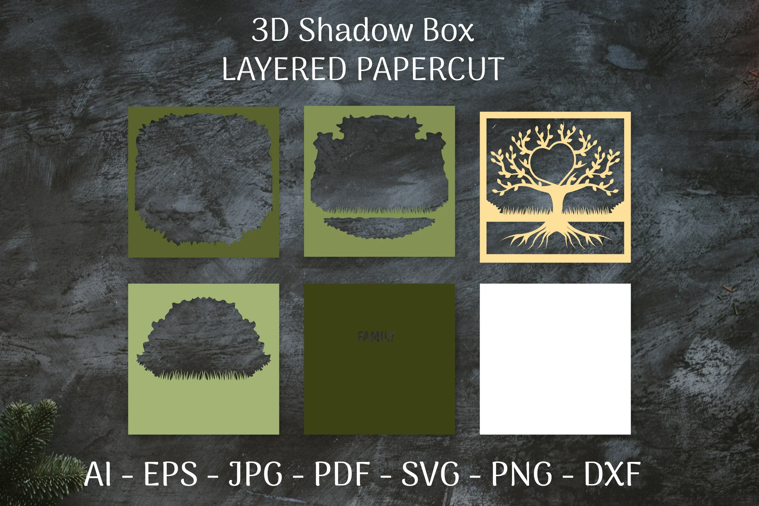 3D Shadowbox Family Tree SVG Bundle - Image 2