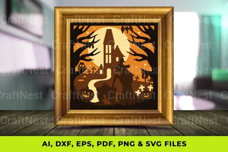 3D Witch Shadow Box SVG Bundle Clipart