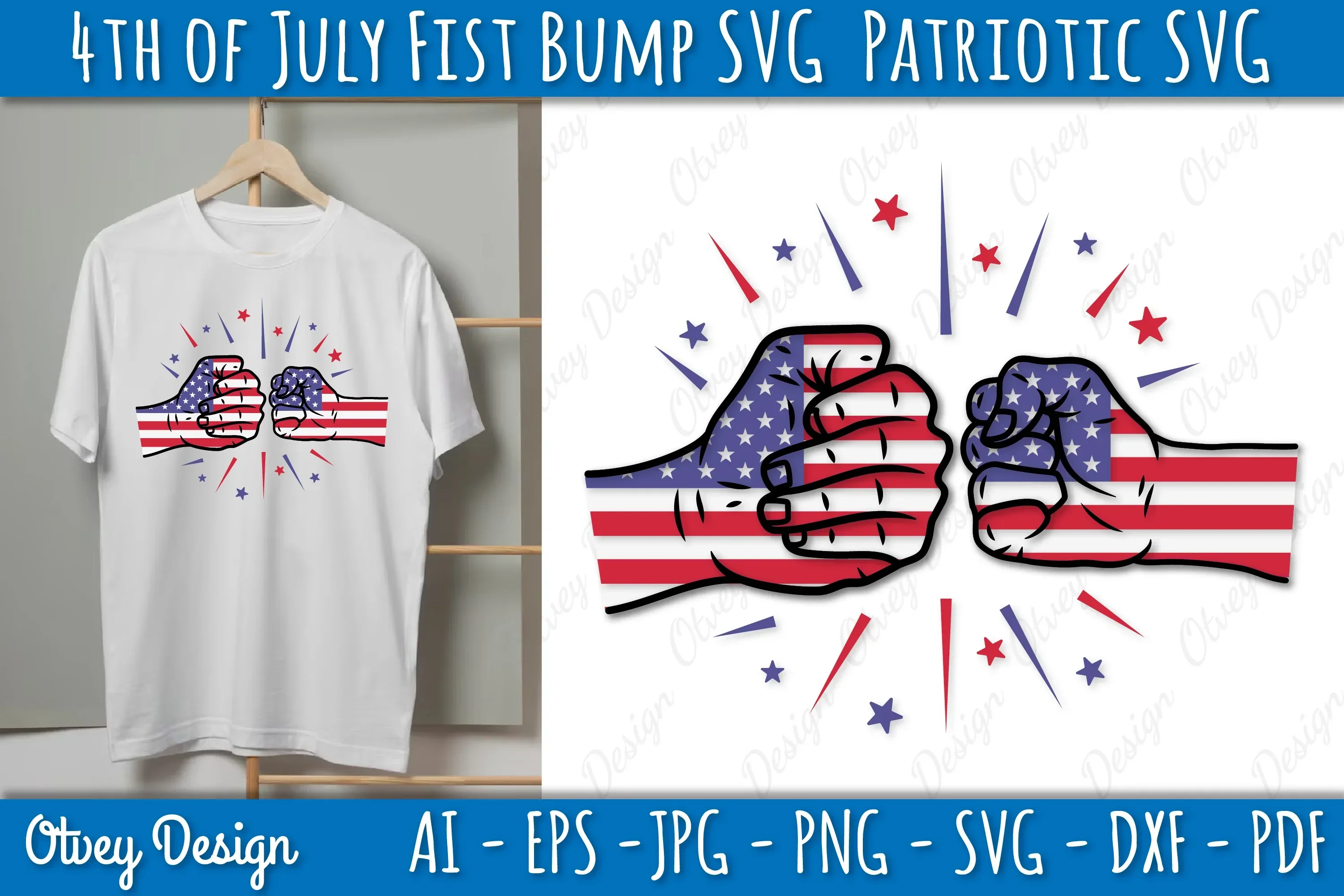 4th of July Patriotic Fist Bump SVG Bundle - Image 2