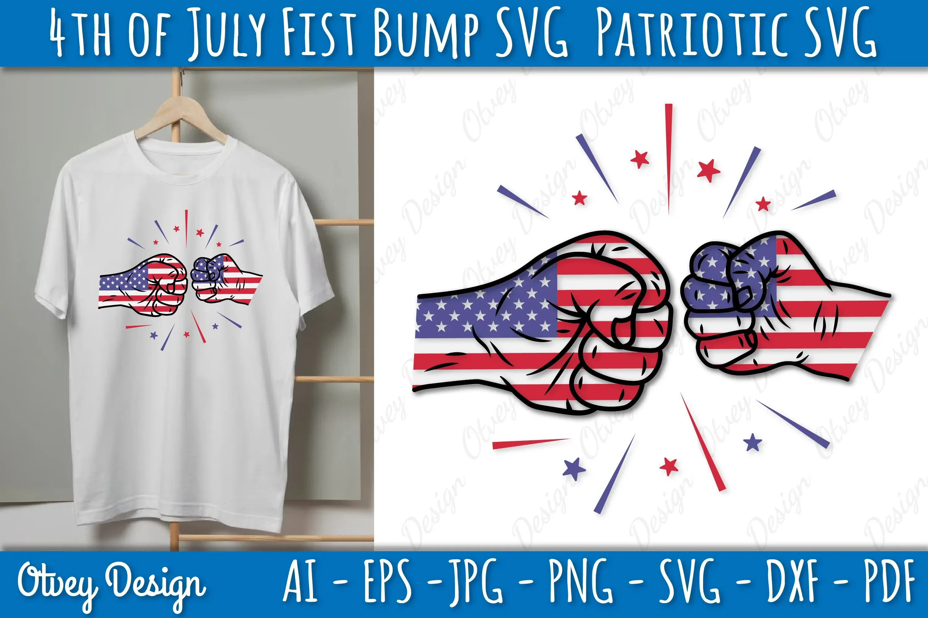 4th of July Patriotic Fist Bump SVG Bundle - Image 2