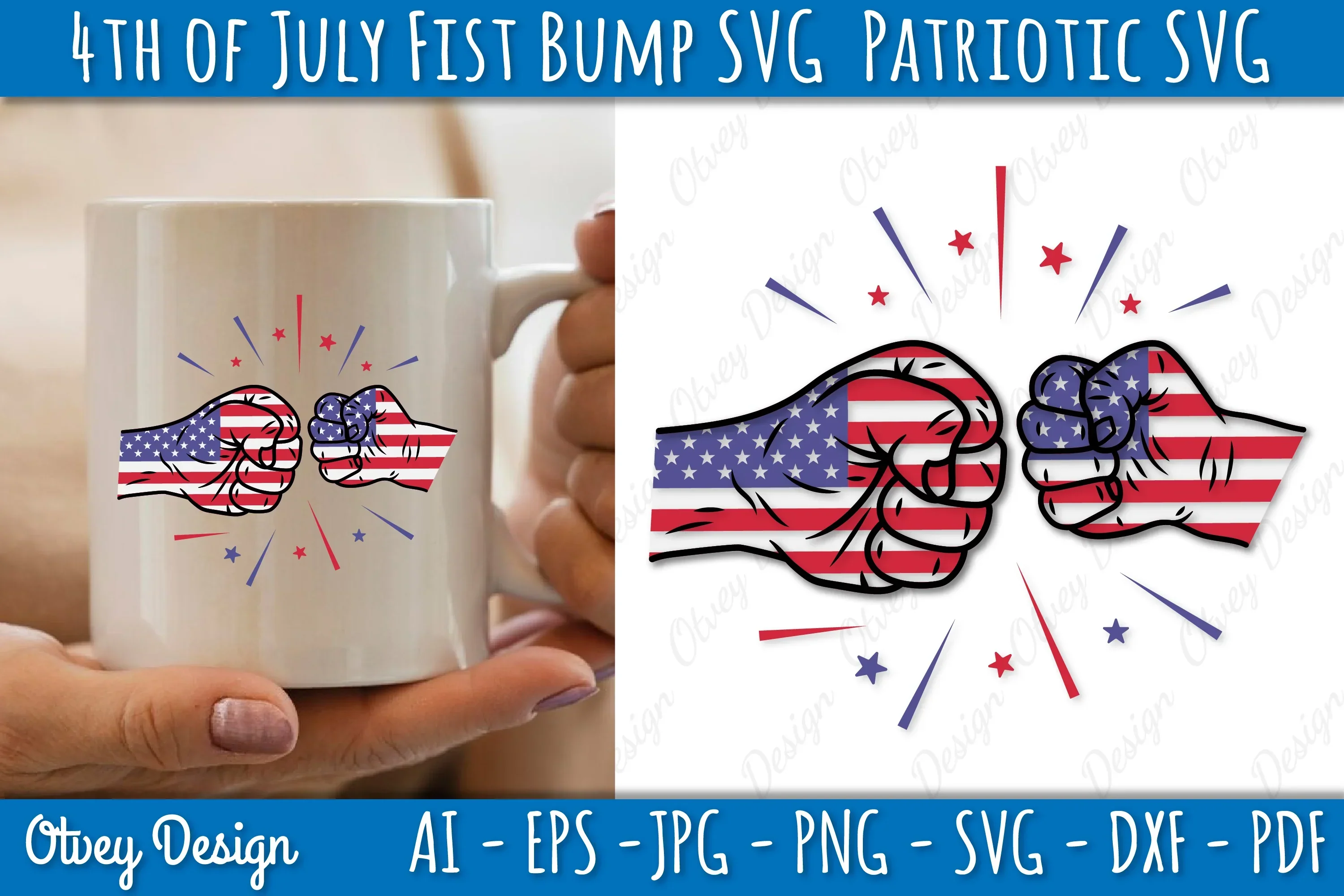 4th of July Patriotic Fist Bump SVG Bundle - Image 3
