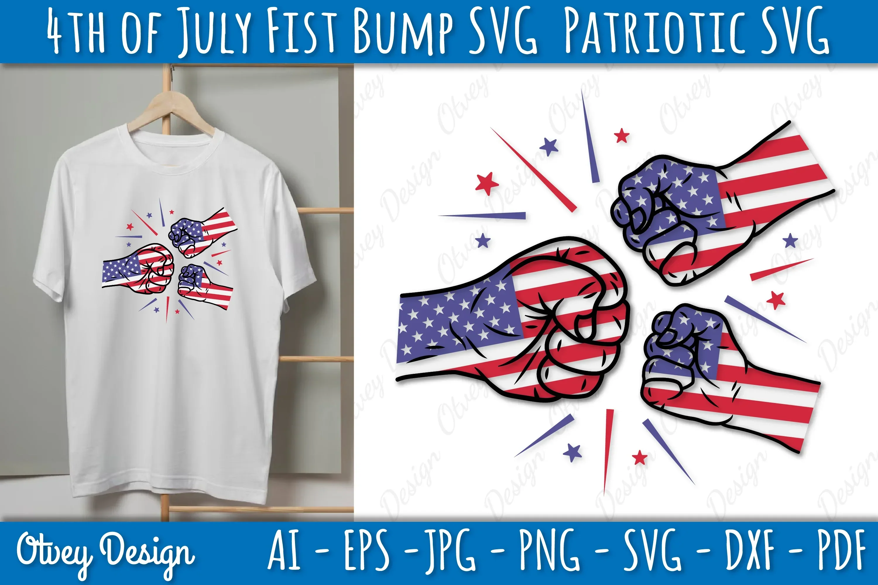 4th of July Patriotic Fist Bump SVG Bundle - Image 2
