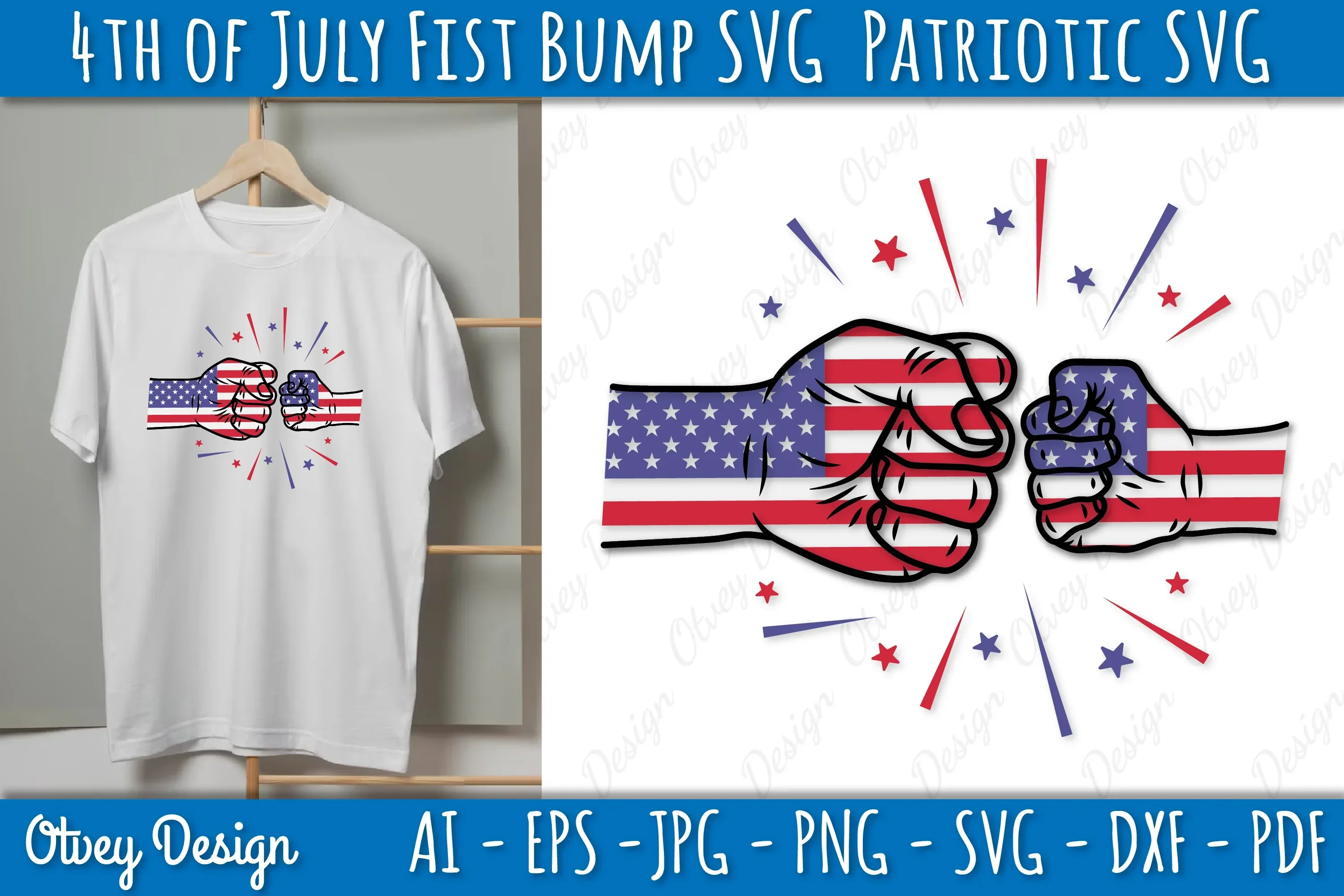 4th of July Patriotic Fist Bump SVG Bundle - Image 2