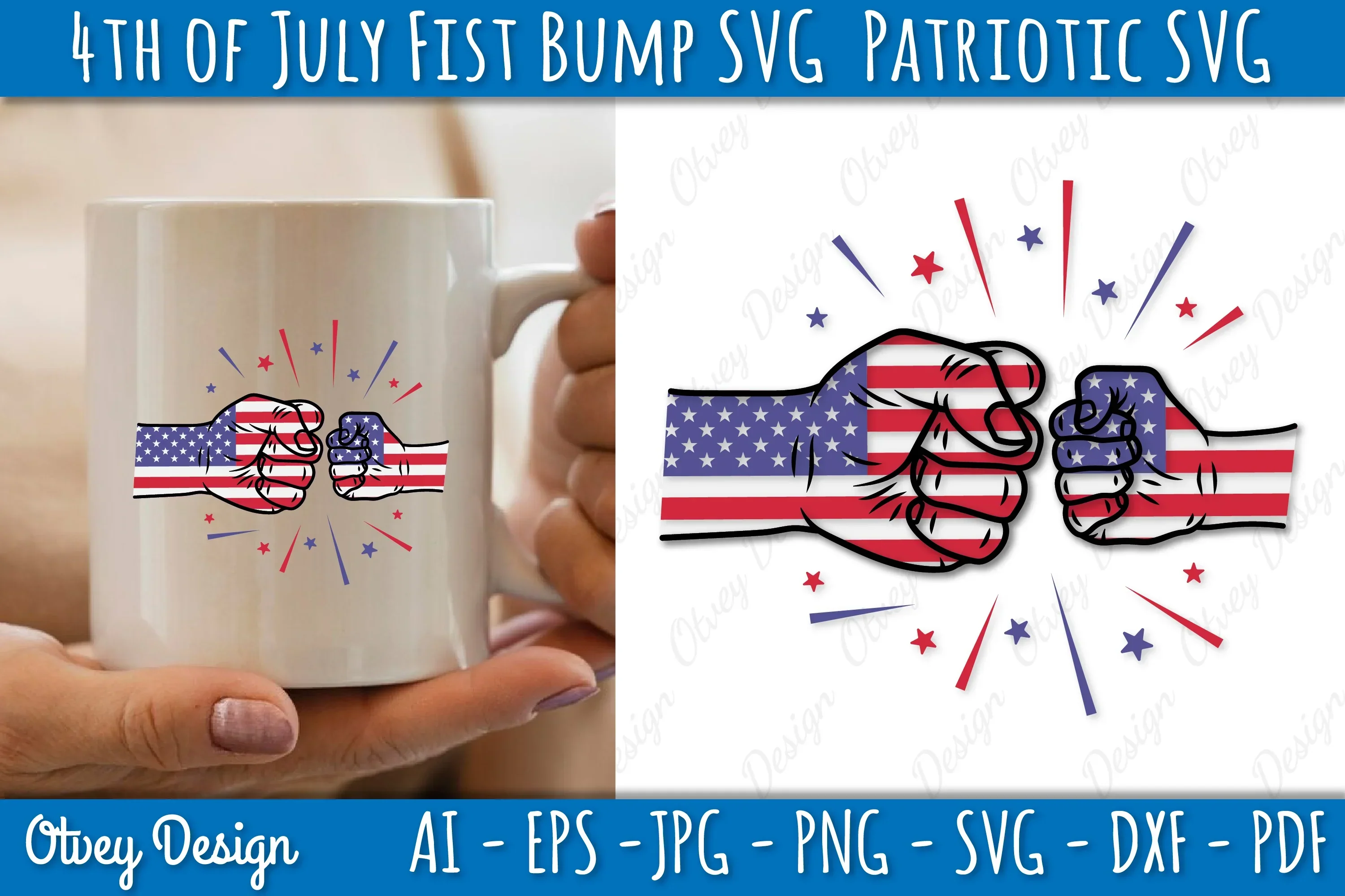 4th of July Patriotic Fist Bump SVG Bundle - Image 3