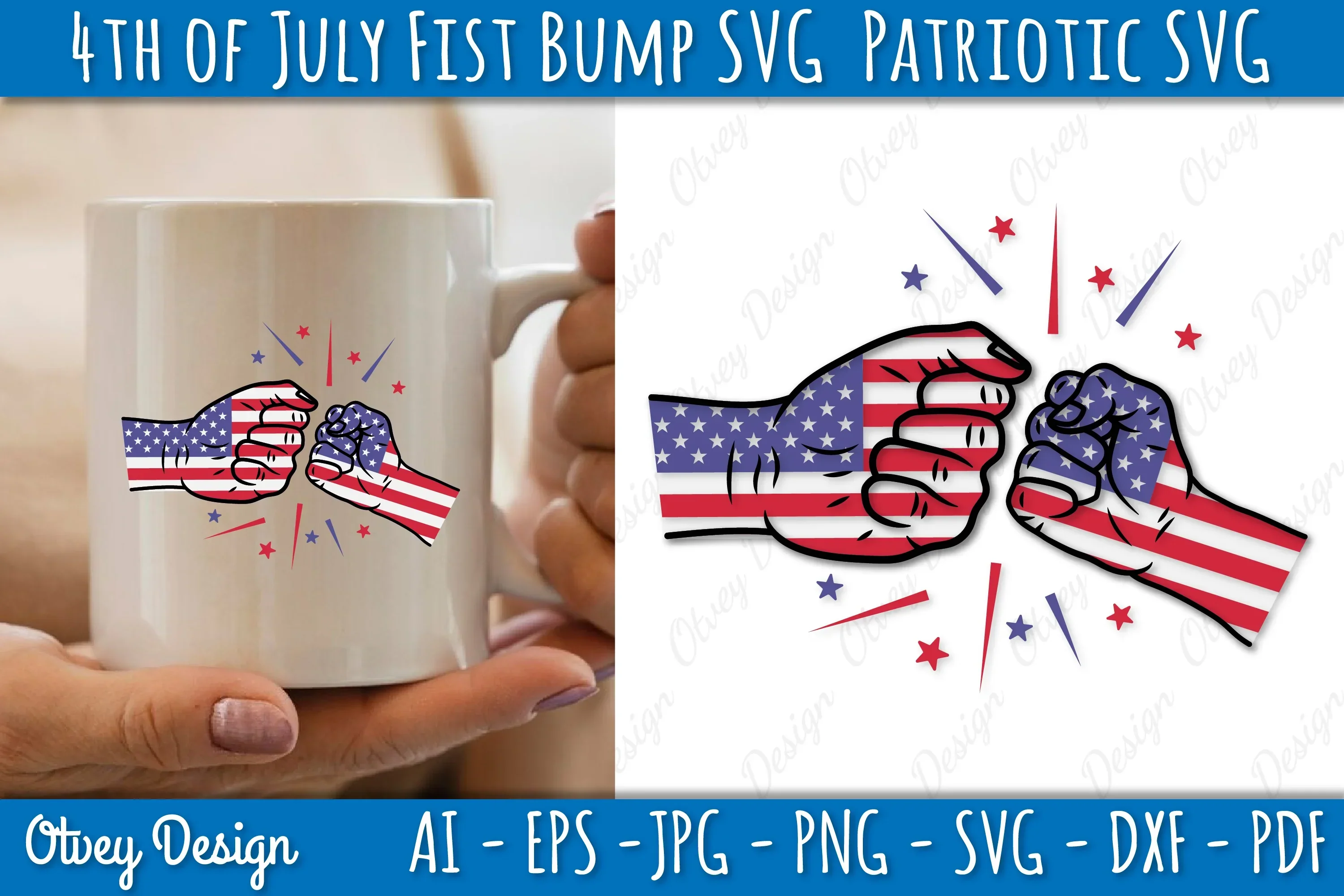 4th of July Patriotic Fist Bump SVG Bundle - Image 3