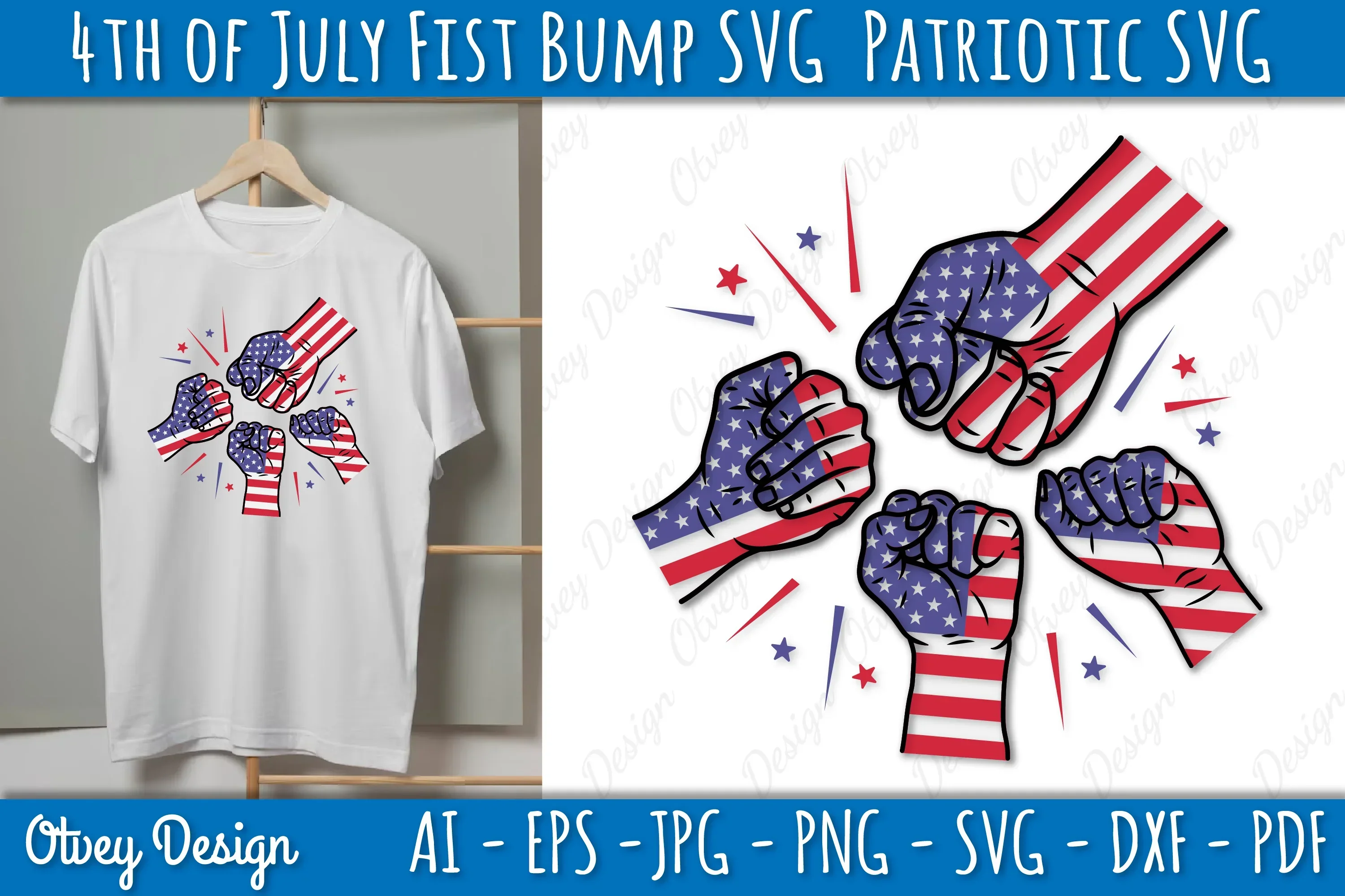 4th of July Patriotic Fist Bump SVG Bundle - Image 2