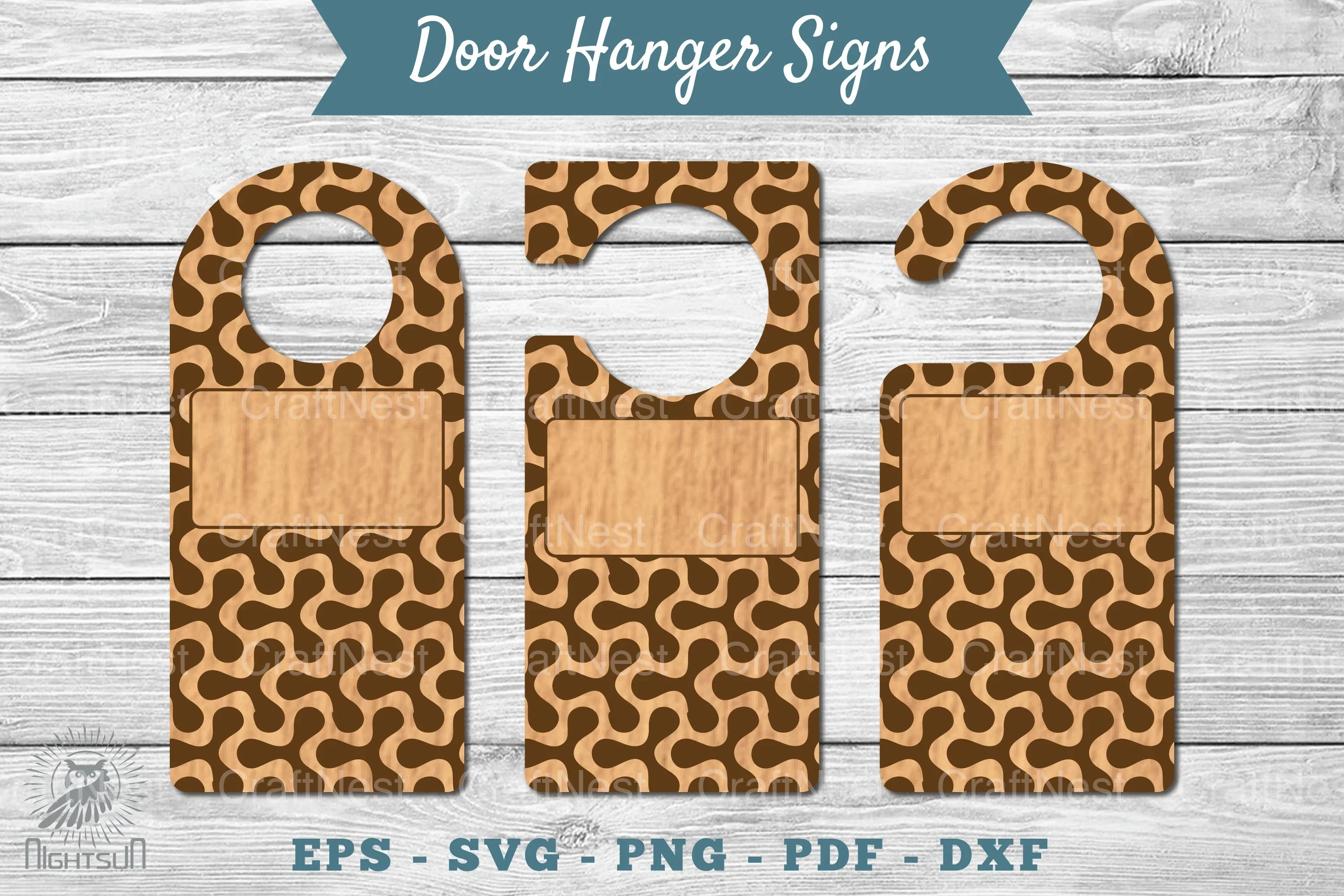 Abstract Door Hanger Signs Template Clipart Bundle
