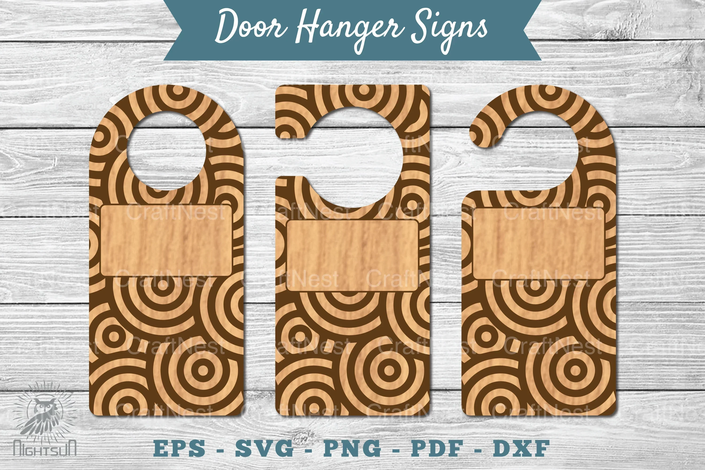 Abstract Door Hanger Signs Template Clipart Bundle