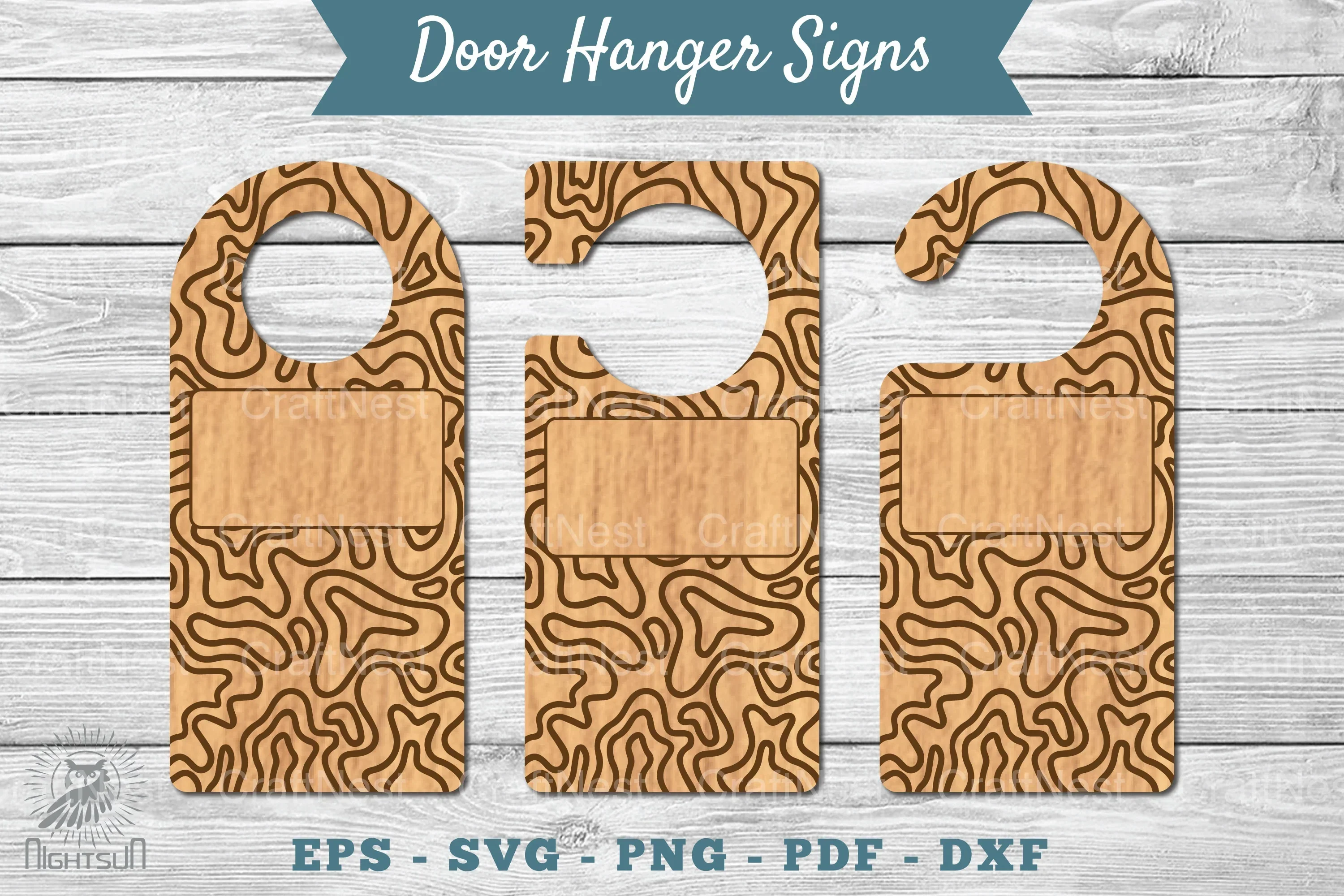Abstract Door Hanger Signs Template Clipart Bundle